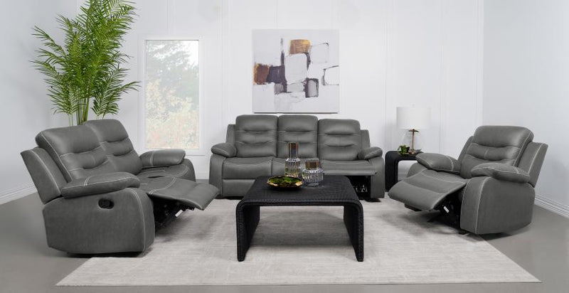 Nova - Upholstered Padded Arm Glider Recliner - Dark Gray