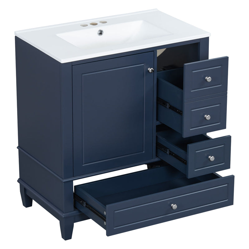 Freestanding Bathroom Vanity With Sink, Soft Close Door, 3 Drawers
