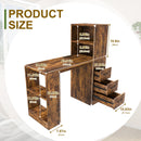 Computer Desk With 4 In 1 Socket & 3 Drawers, 4 Tier Shelves