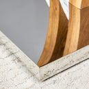 Artistic Rectangular Coffee Table With Tempered Glass Countertop