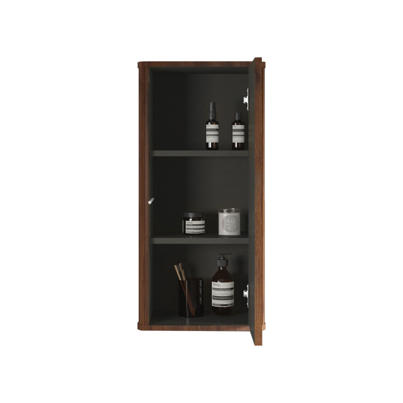 Striped Walnut Bathroom Floating Side Cabinet, Wall-Mounted Storage Cabinet For Small Spaces - Walnut