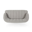 Modern Loveseat With Channel Stitching And Iron Legs - Light Gray