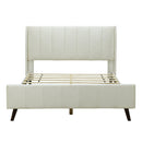 Queen Size Upholstered Platform Bed, Velvet, Beige
