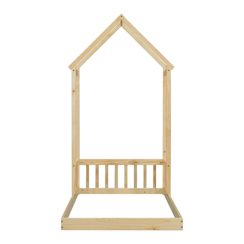 House-Shaped Roof Headboard Floor Bed, (Without Slats)