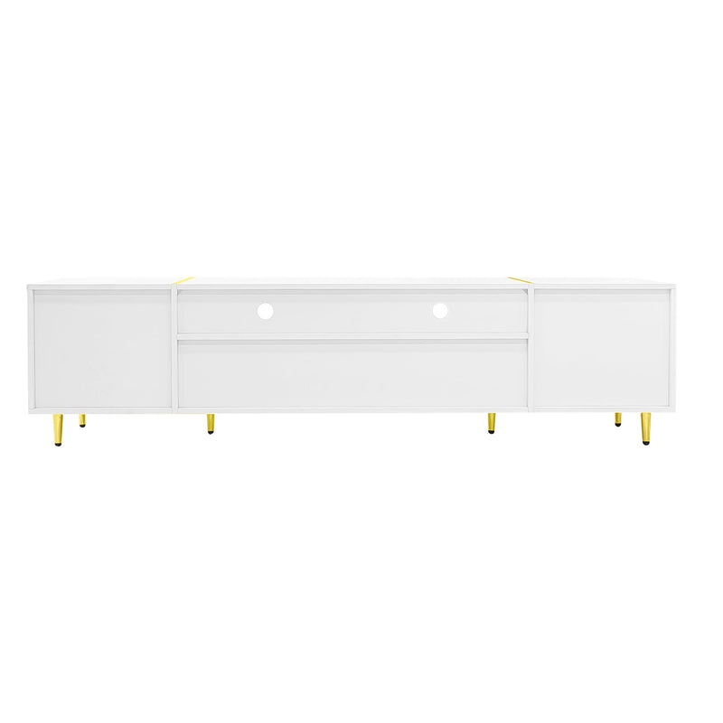 TV Stand For TVs Up To 80", Entertainment Center With 2 Shelves And LED Lights
