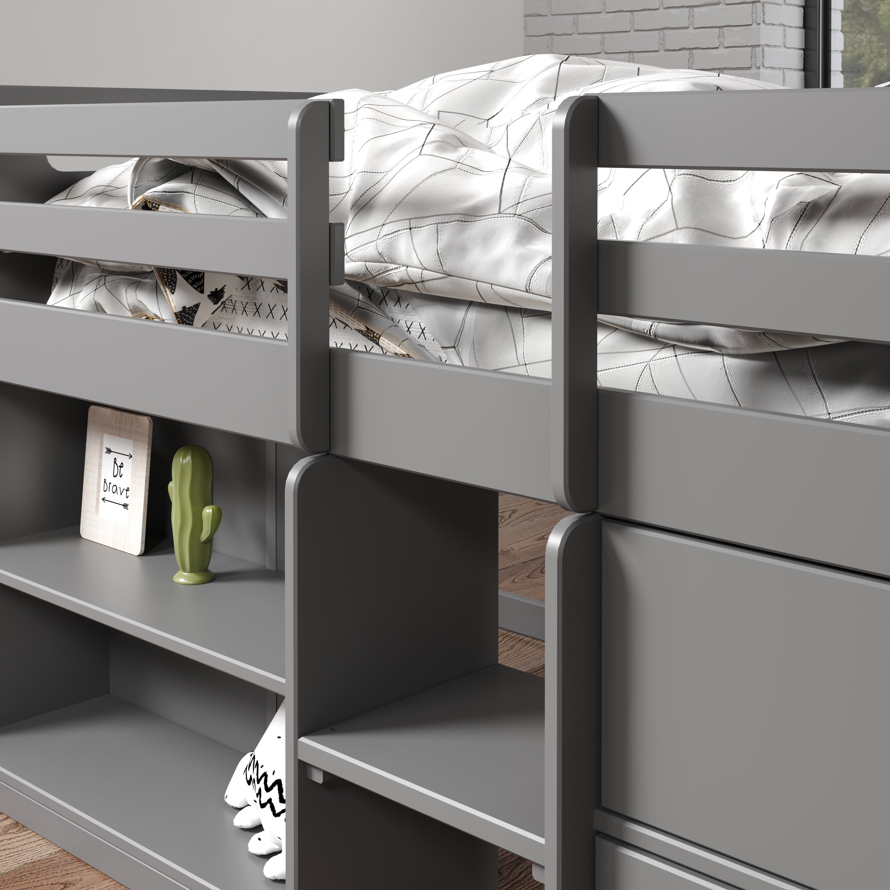 ACME Fabiana Twin Loft Bed w/Storage, Gray Finish BD01375 - Atlantic Fine Furniture Melbourne FL