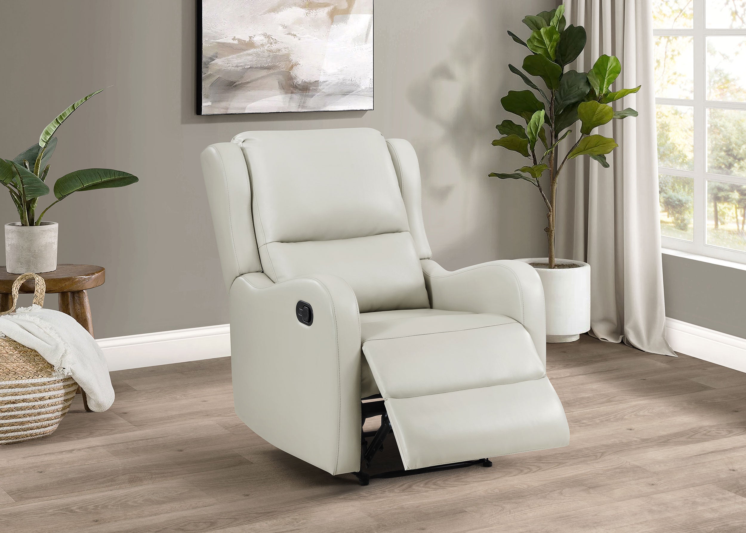 Kelsey Upholstered English Arm Recliner Chair Ivory — view 3