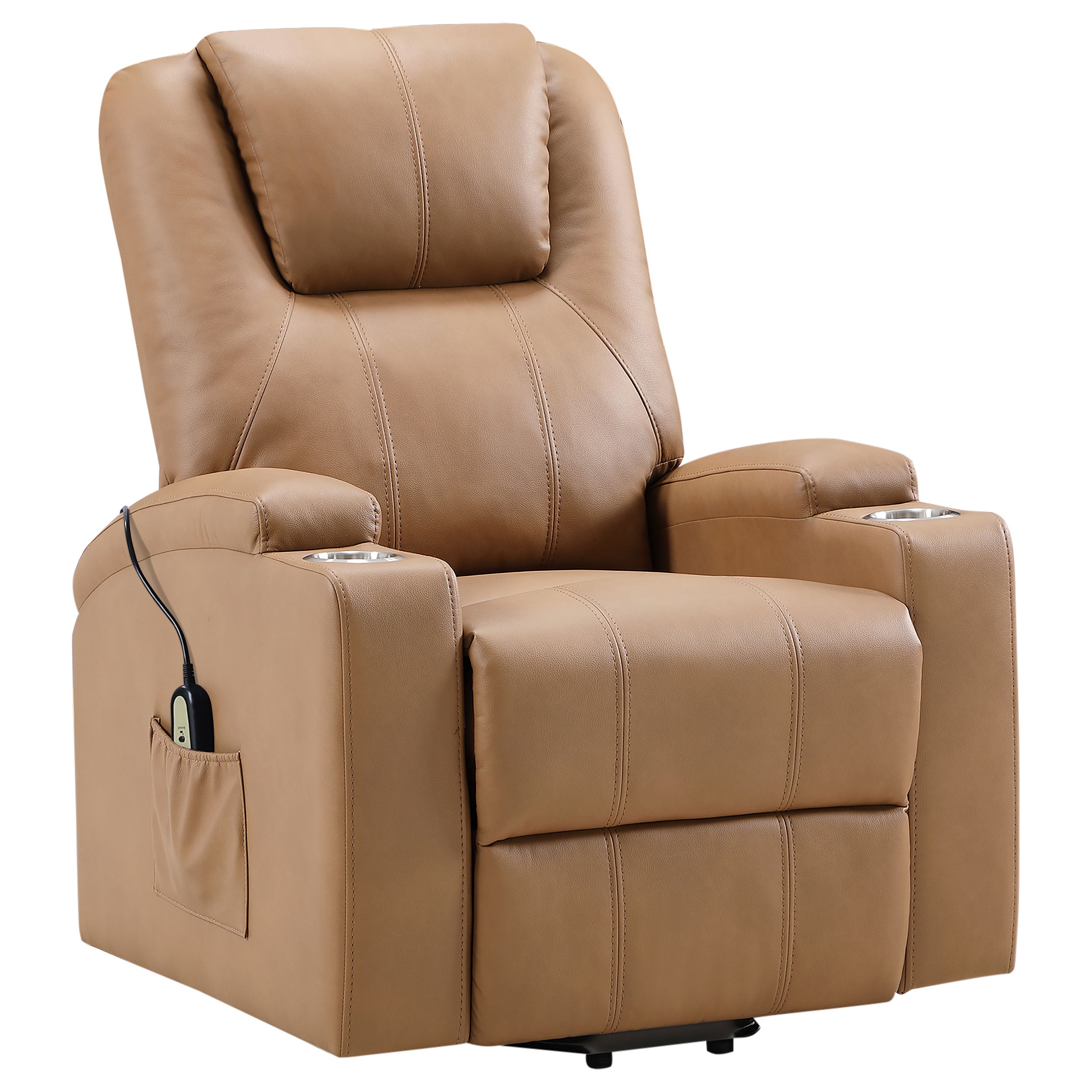 Armstrong Upholstered Power Lift Massage Recliner Camel — view 5