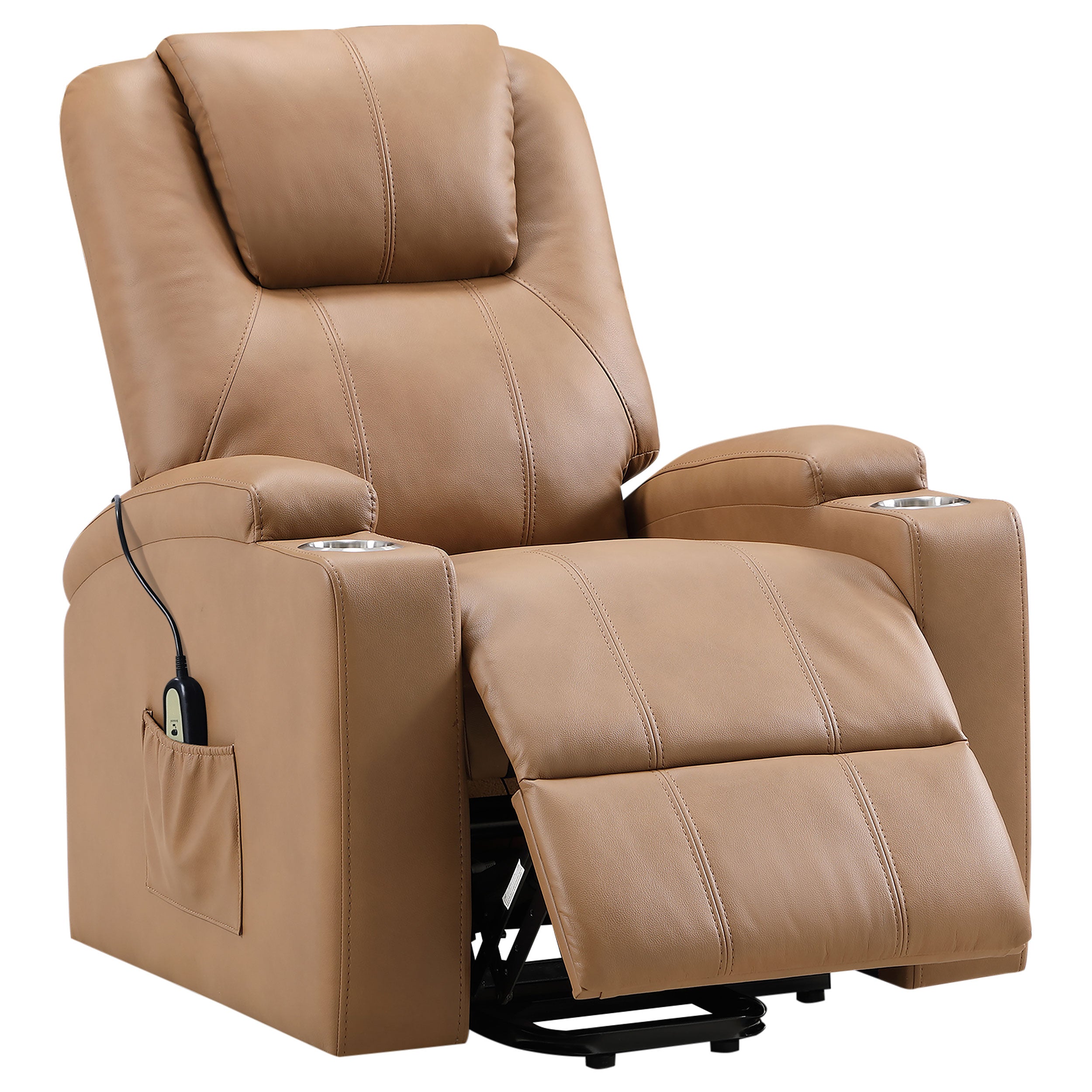 Armstrong Upholstered Power Lift Massage Recliner Camel — view 1