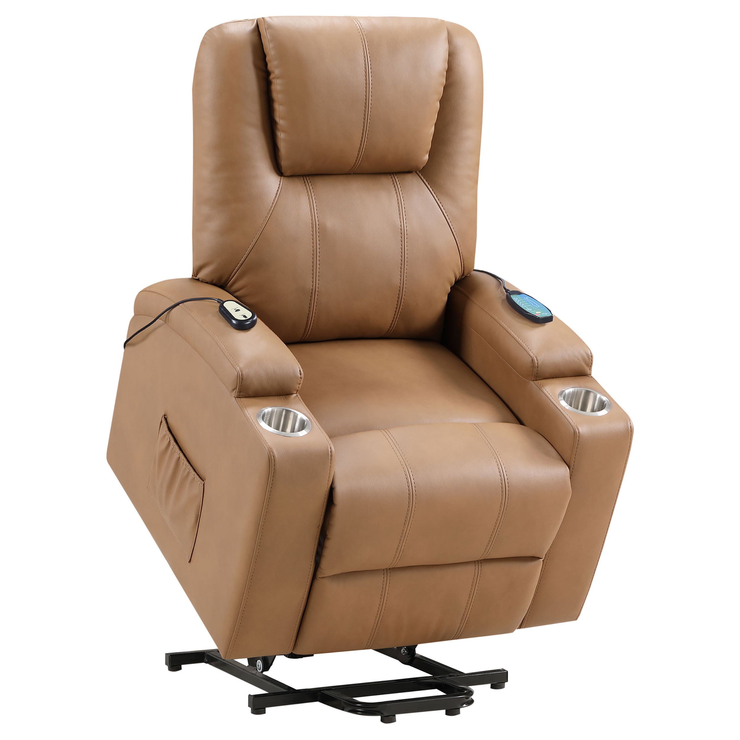 Armstrong Upholstered Power Lift Massage Recliner Camel — view 8