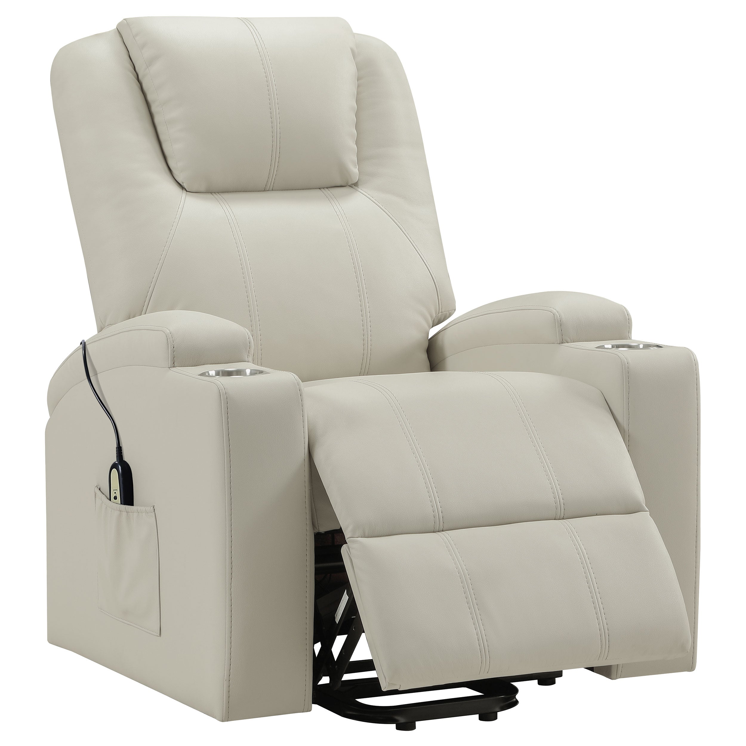 Armstrong Upholstered Power Lift Massage Recliner Ivory — view 1