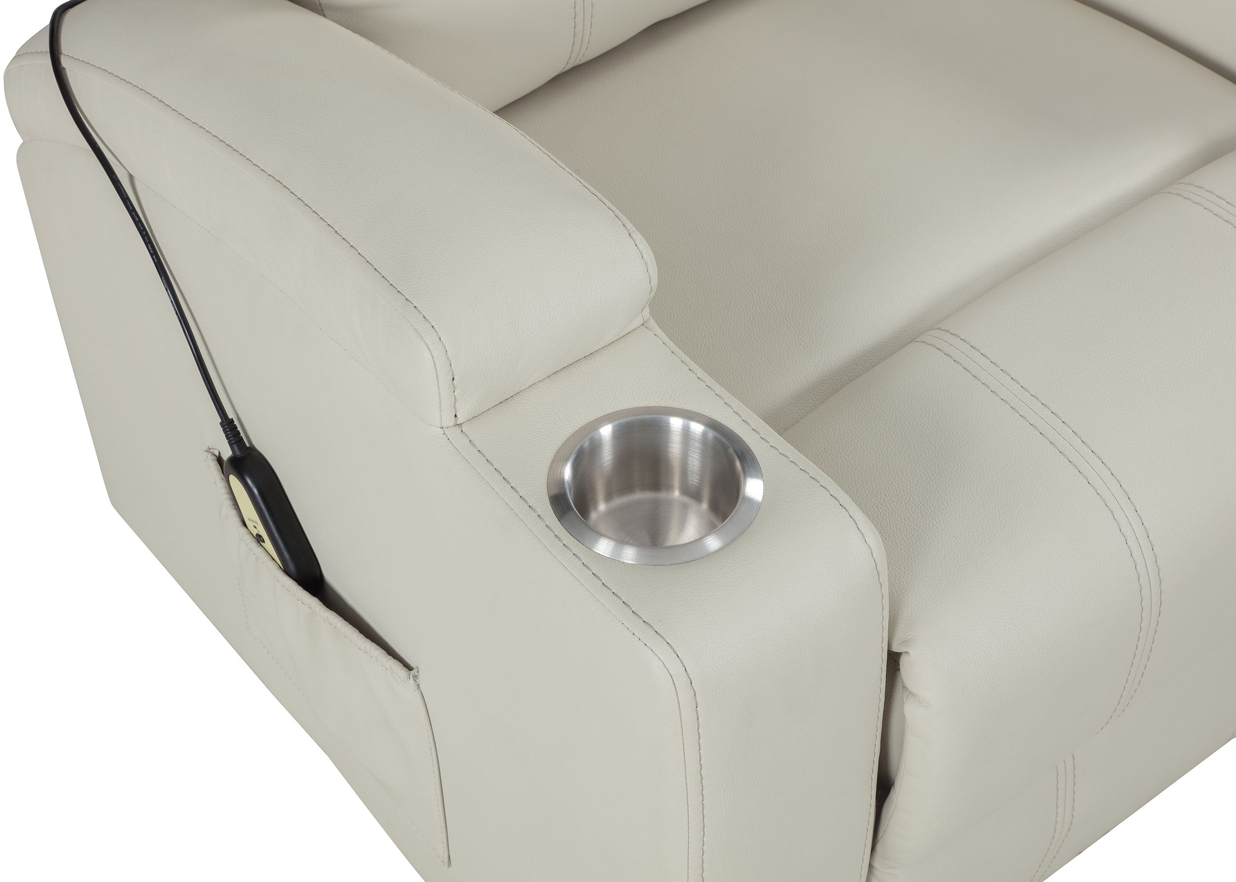 Armstrong Upholstered Power Lift Massage Recliner Ivory — view 11