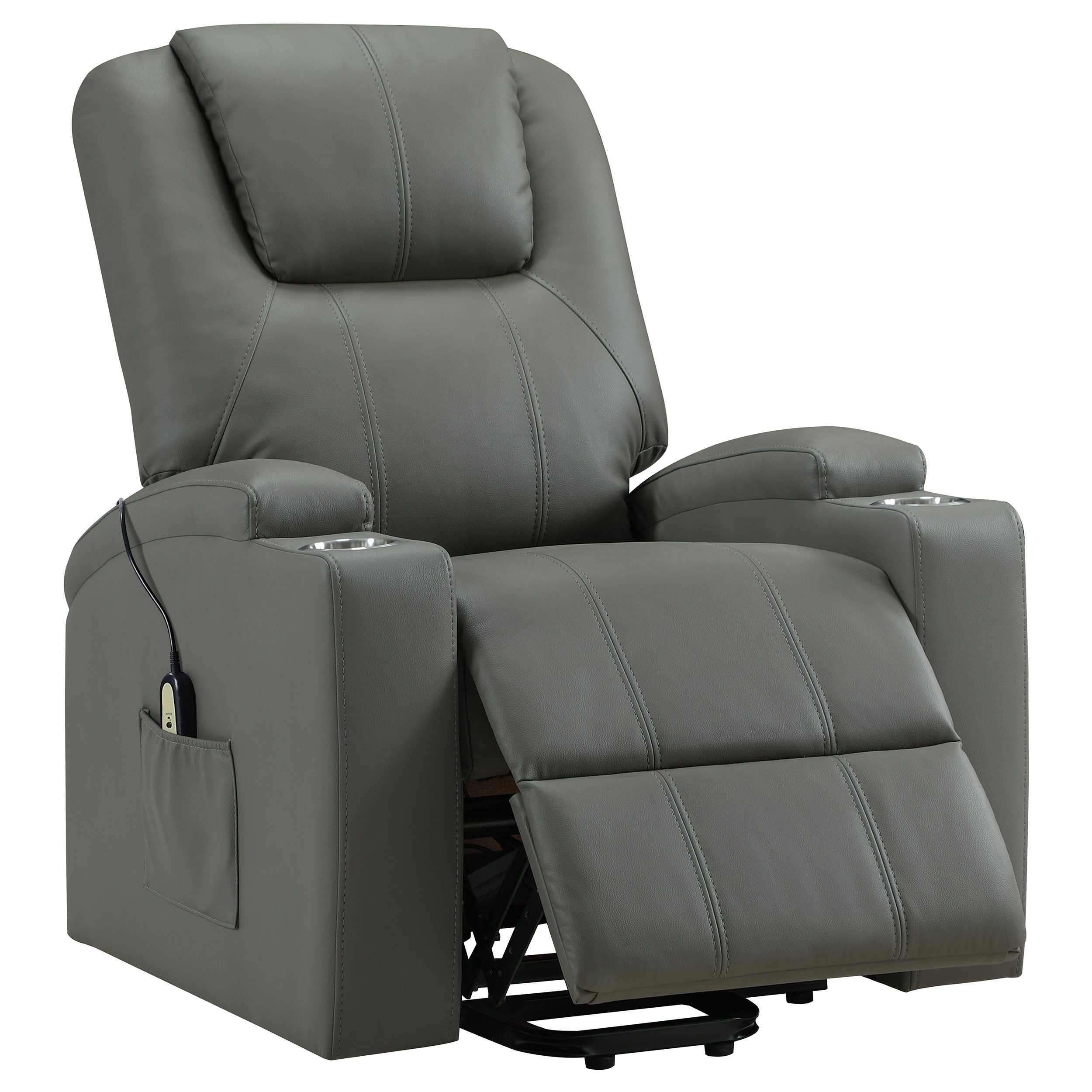 Armstrong Upholstered Power Lift Massage Recliner Grey — view 1
