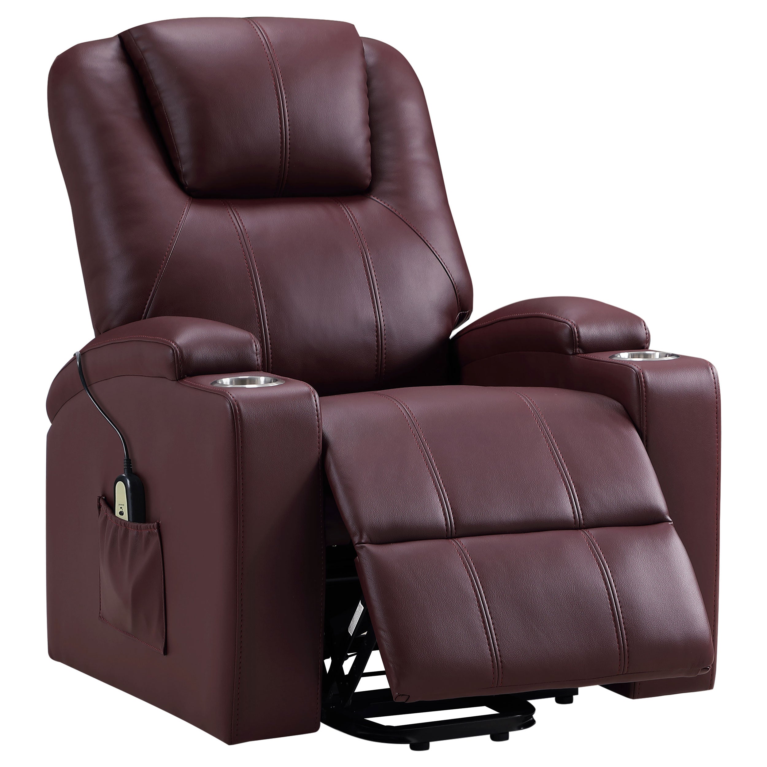 Armstrong Upholstered Power Lift Massage Recliner Wine — view 1