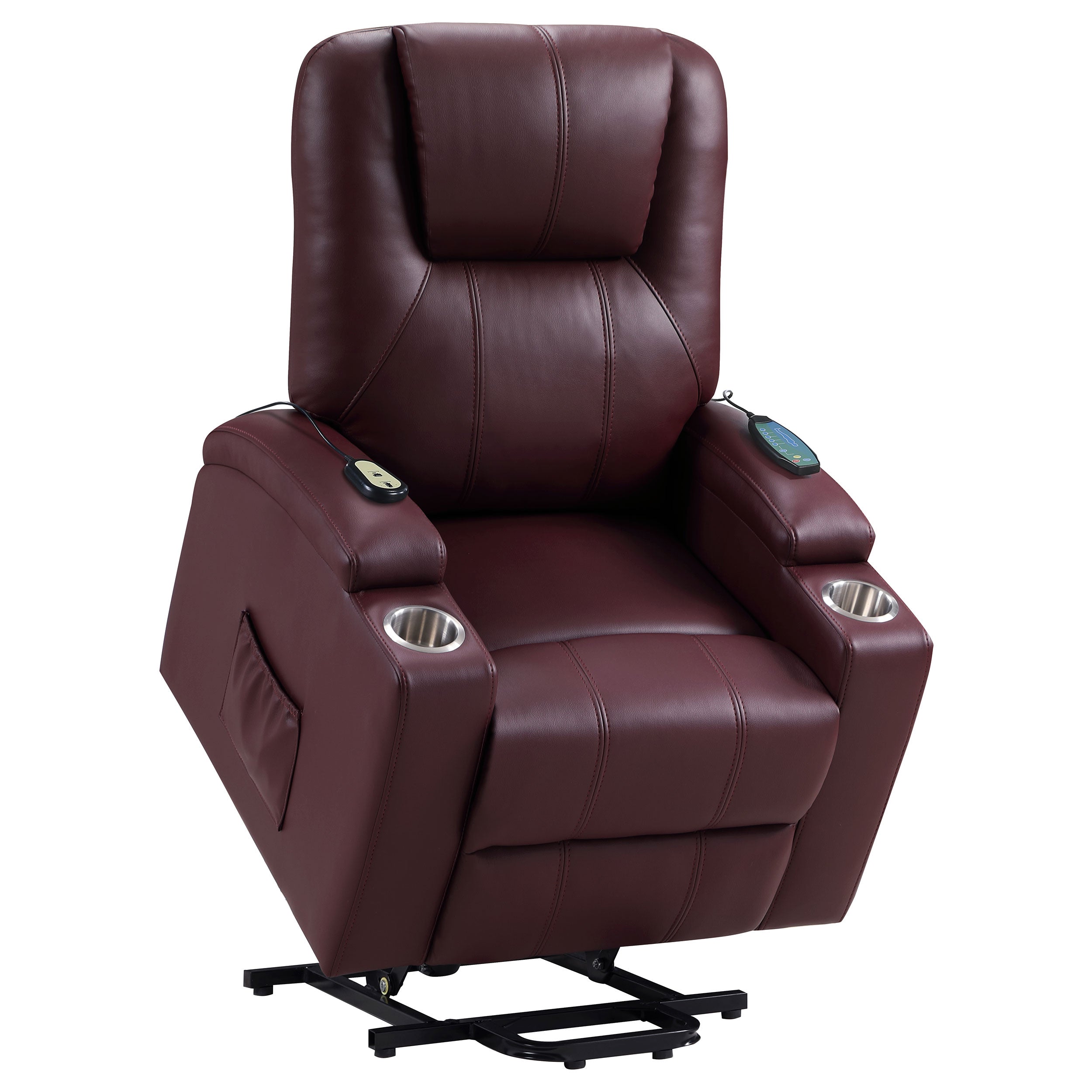 Armstrong Upholstered Power Lift Massage Recliner Wine — view 8