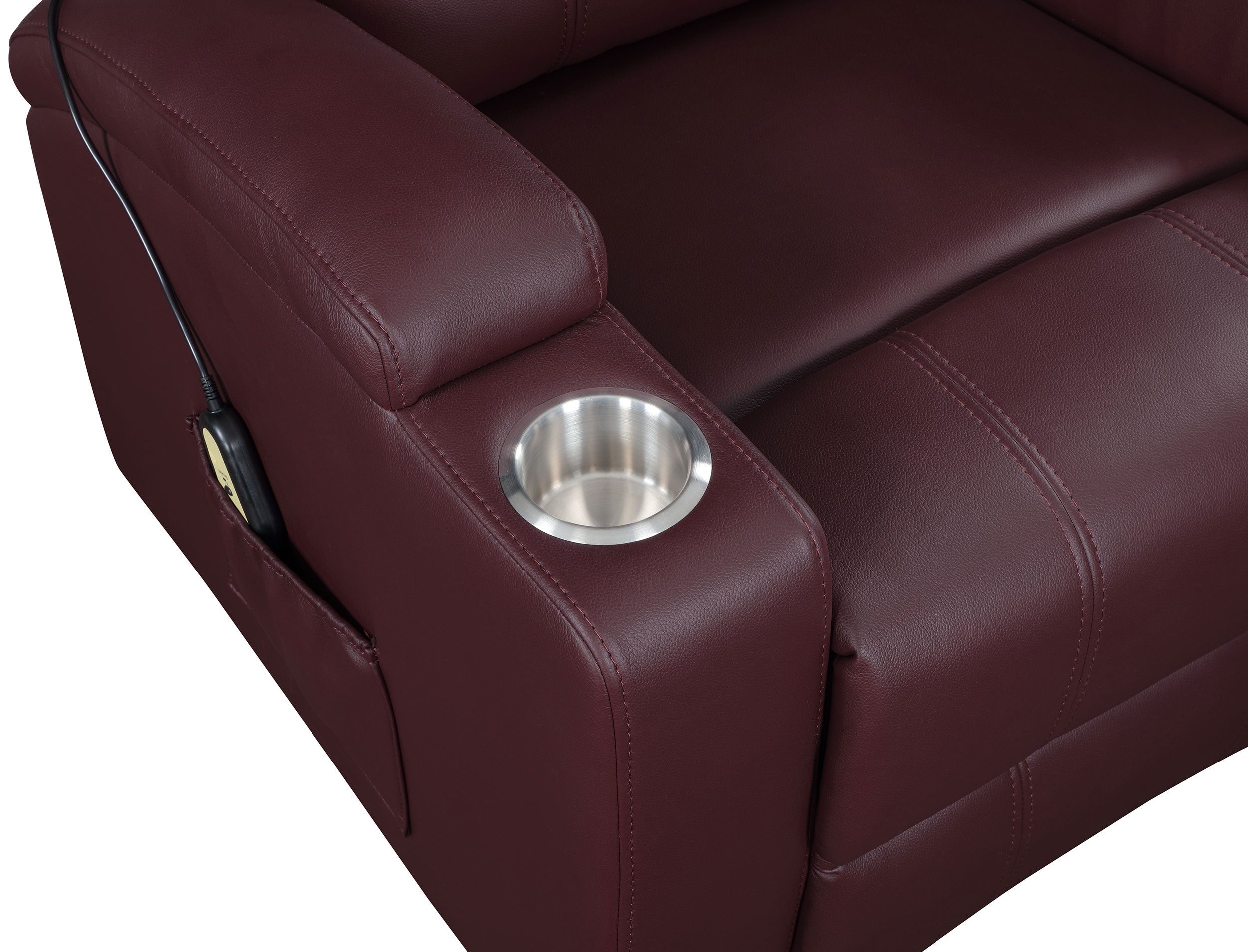 Armstrong Upholstered Power Lift Massage Recliner Wine — view 11