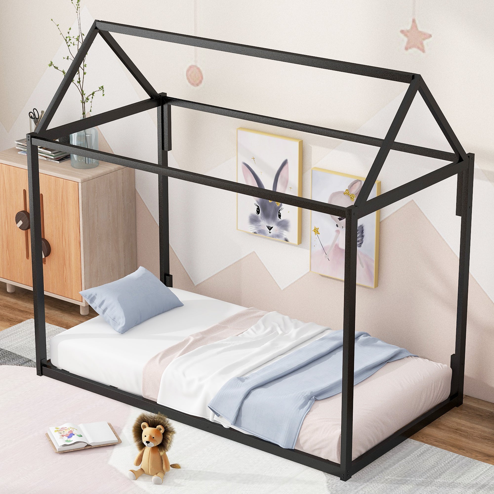 Metal House Shape Platform Bed, twin - Atlantic Fine Furniture Melbourne FL