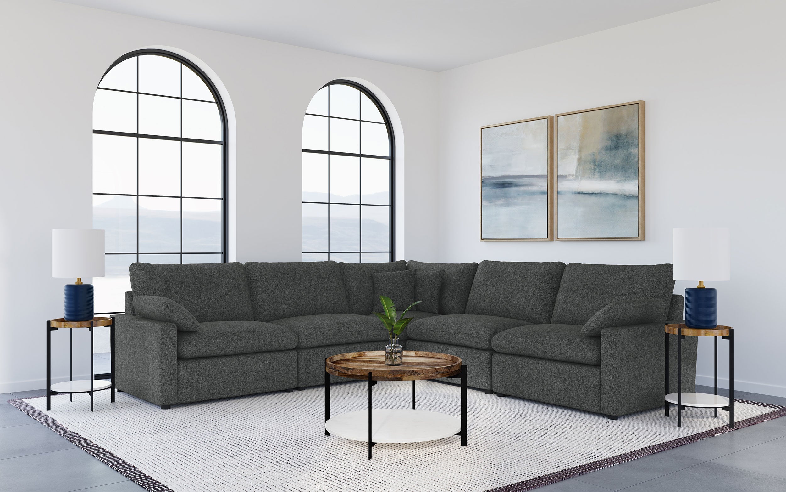 Collins Modular Armless Chair Dark Grey — view 11