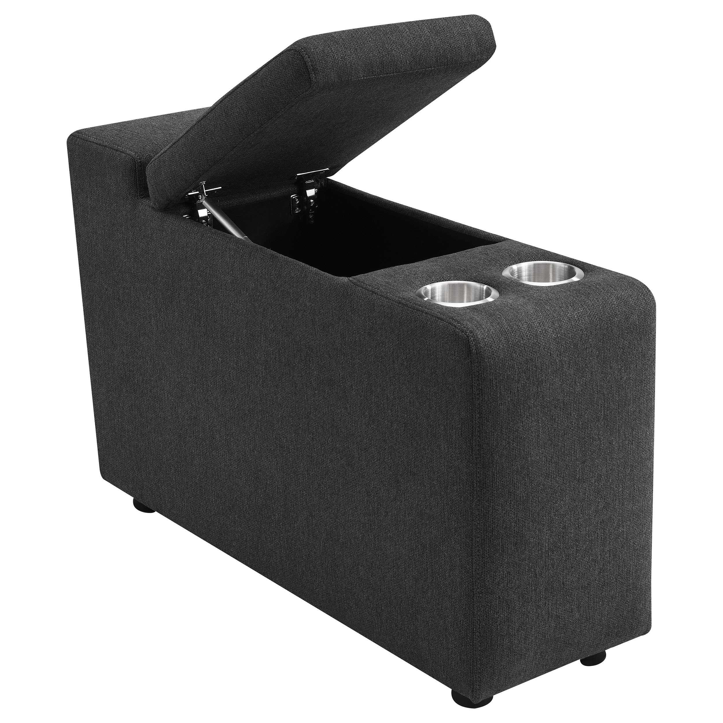 Collins Upholstered Modular Storage Console Dark Grey — view 3
