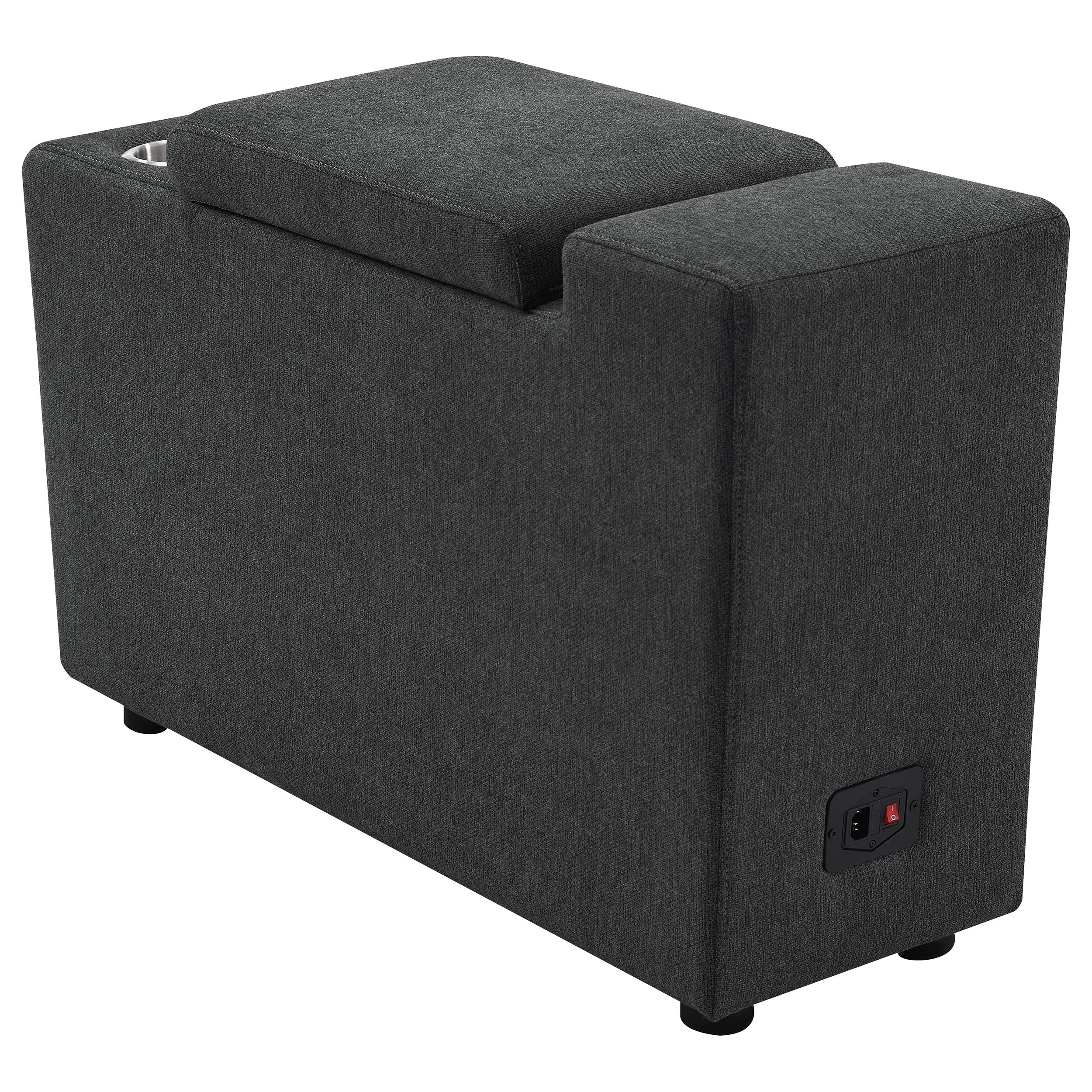 Collins Upholstered Modular Storage Console Dark Grey — view 7