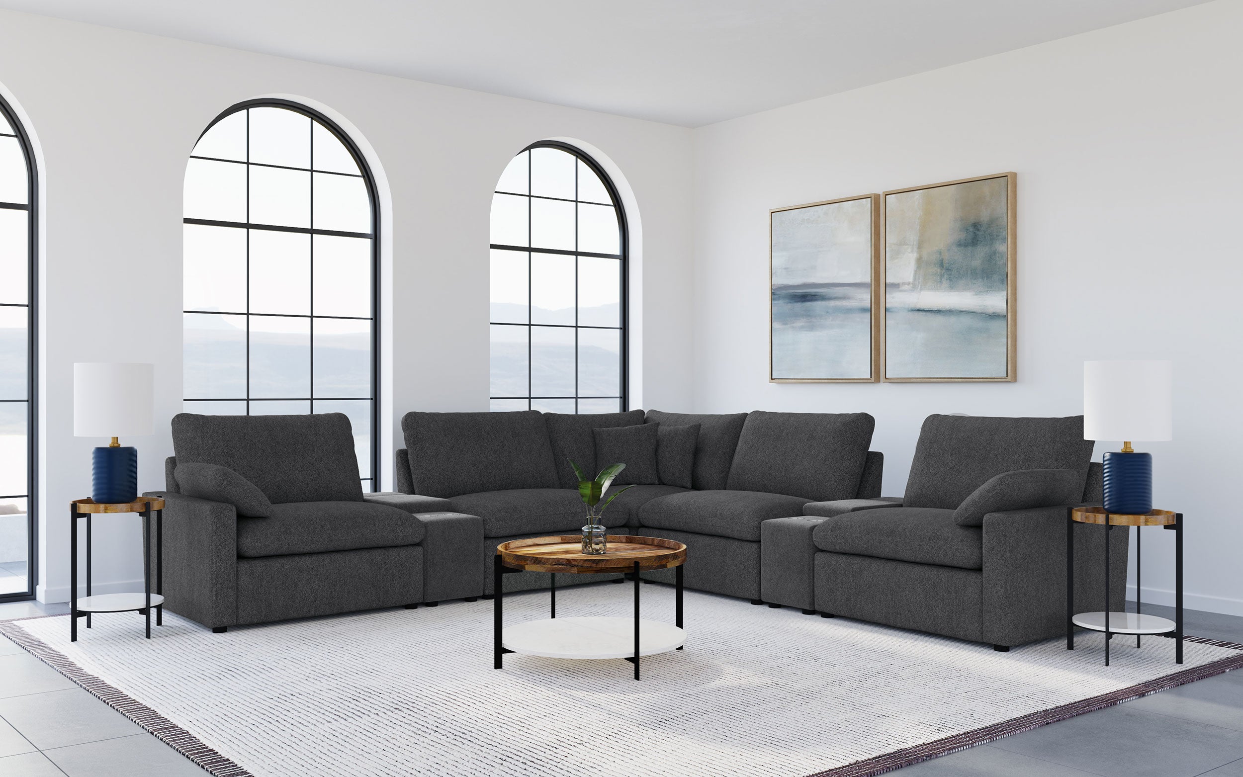 Collins 7-piece Modular Power Reclining Sectional Dark Grey — view 1