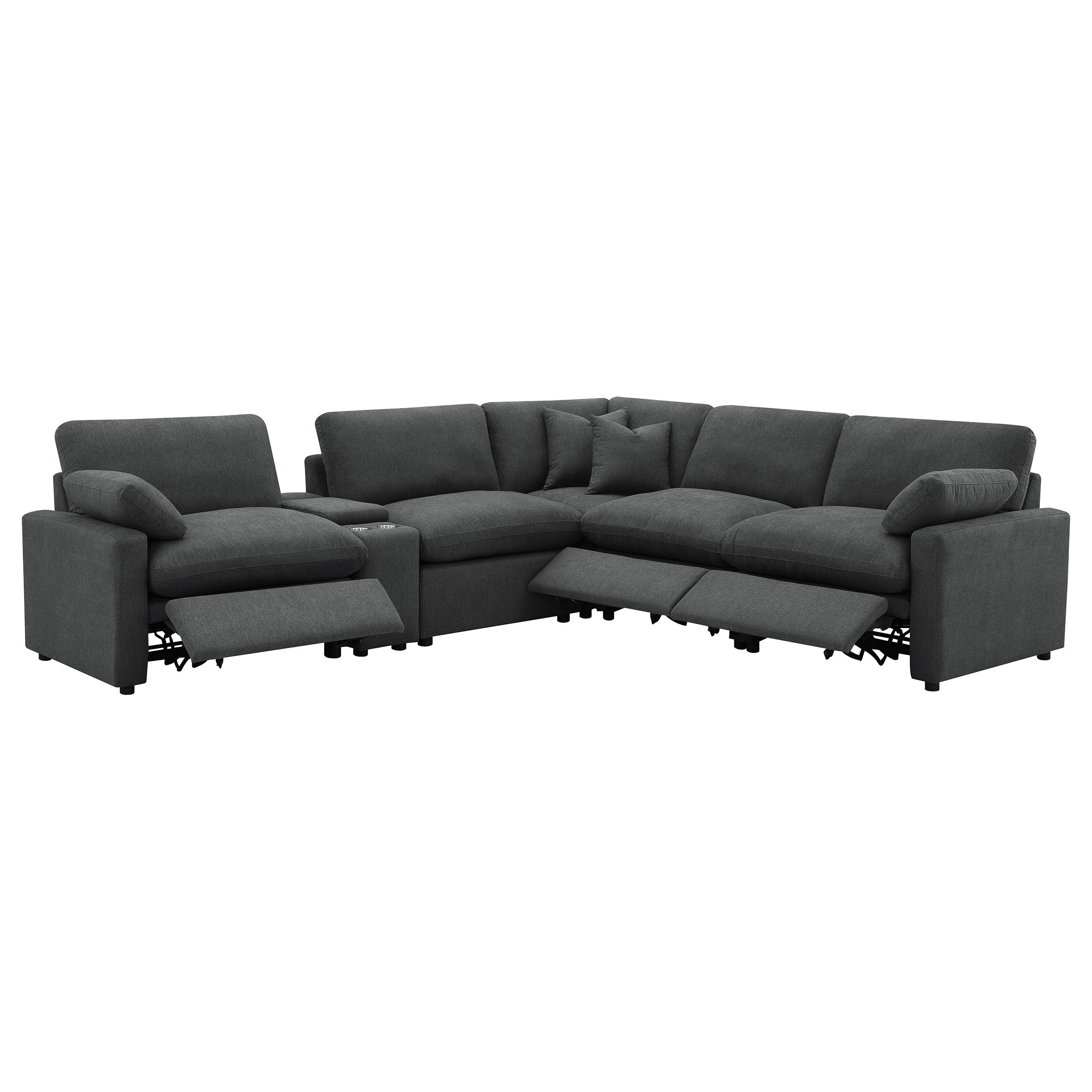 Collins 6-piece Modular Power Reclining Sectional Dark Grey — view 4