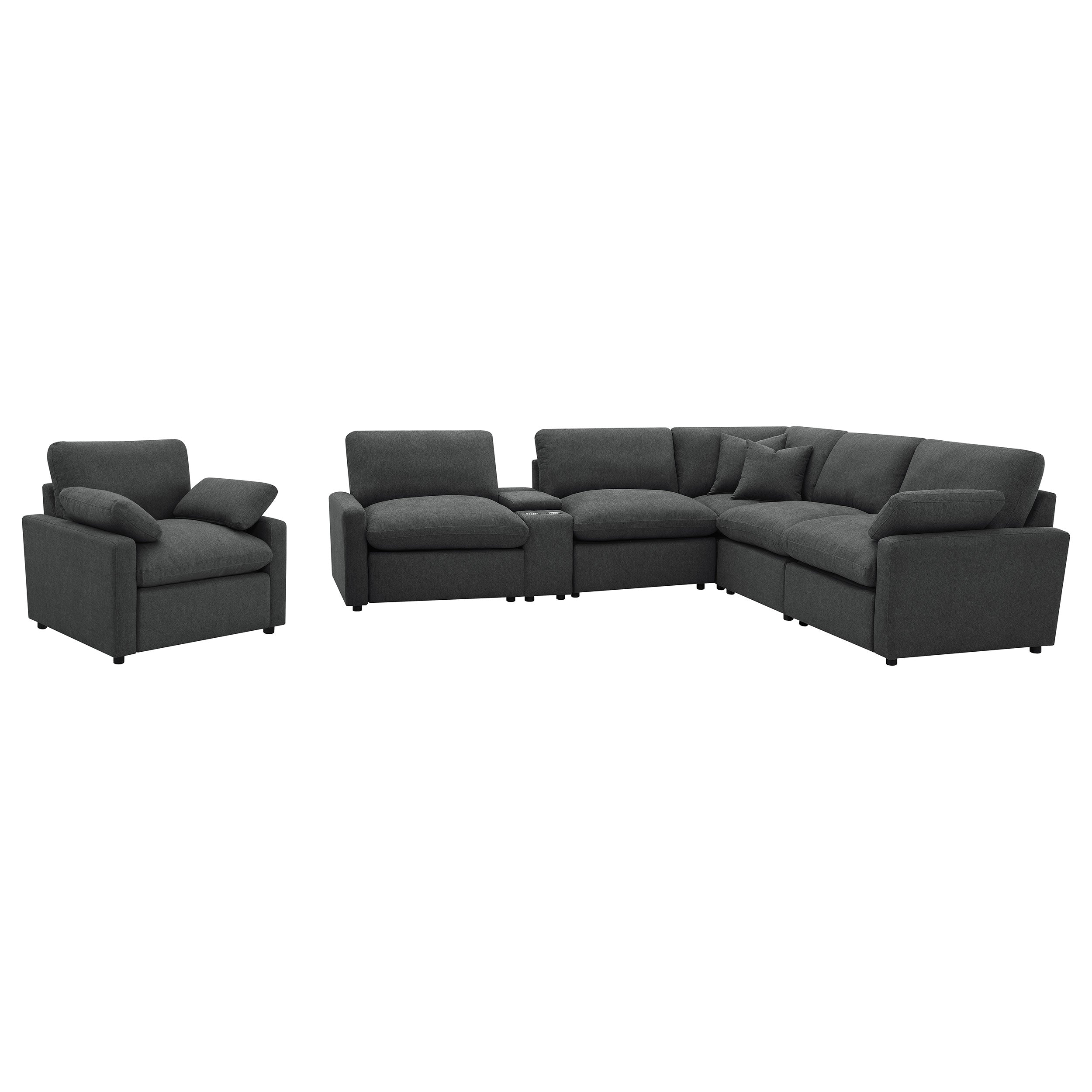 Collins 6-piece Modular Power Reclining Sectional Dark Grey — view 7