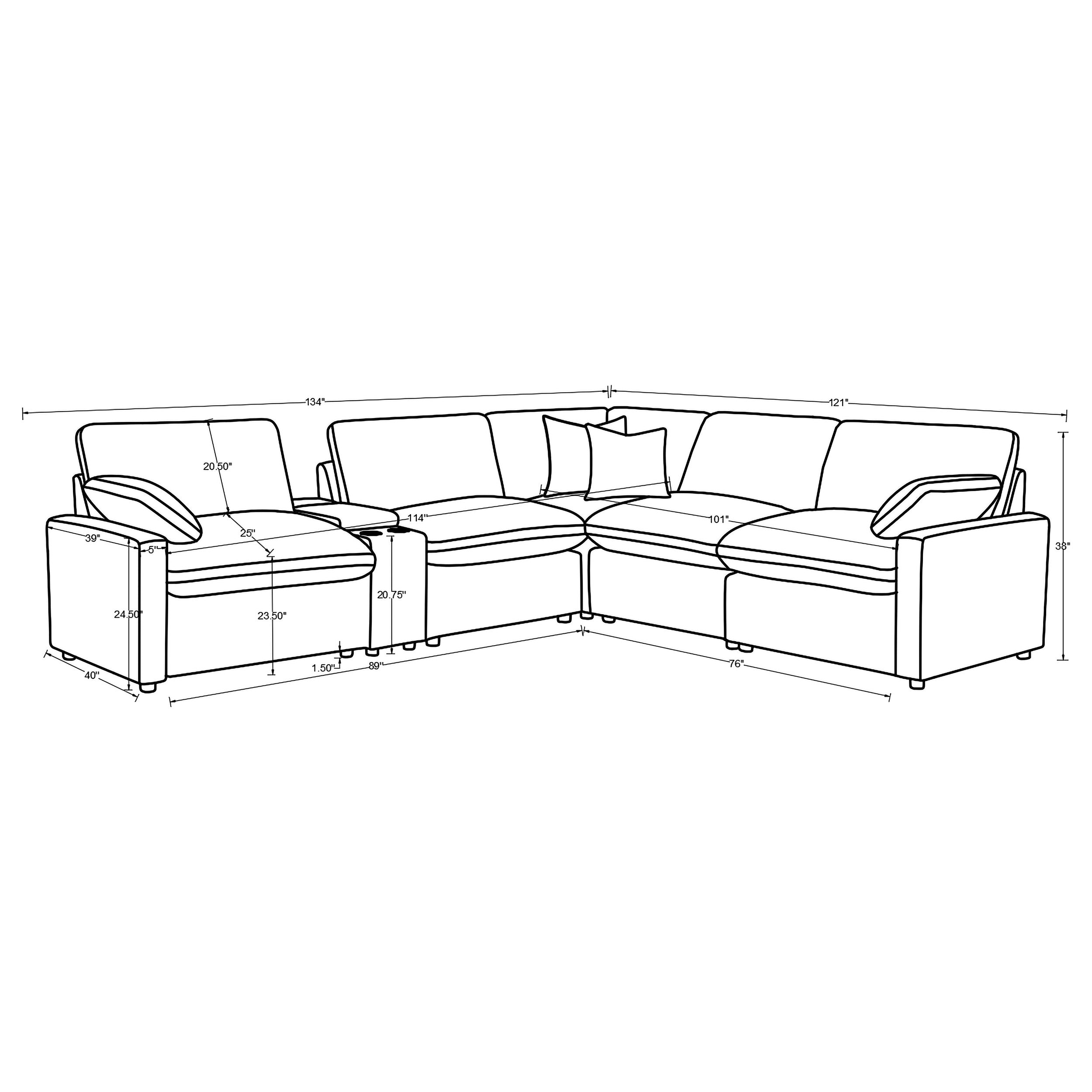 Collins 6-piece Modular Power Reclining Sectional Dark Grey — view 10