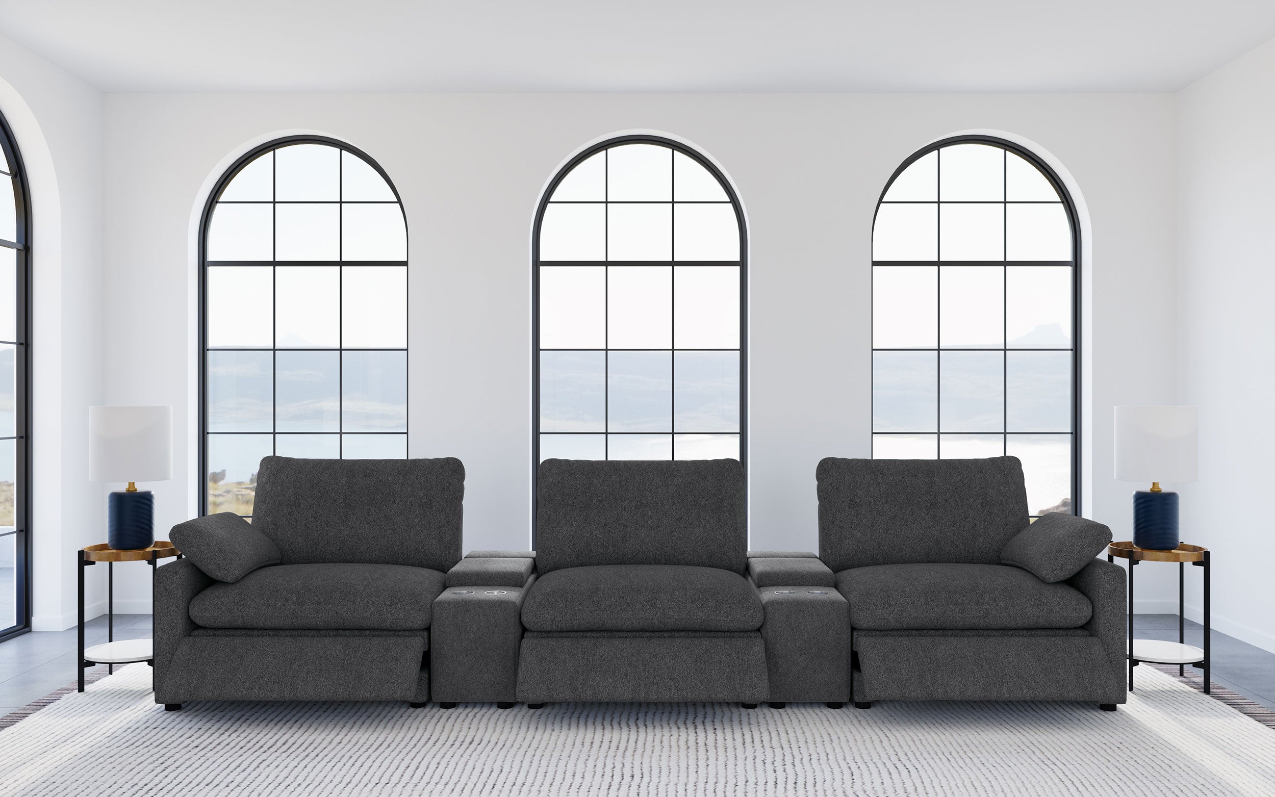 Collins 5-Piece Power Reclining Home Theater Seating Dark Grey — view 3