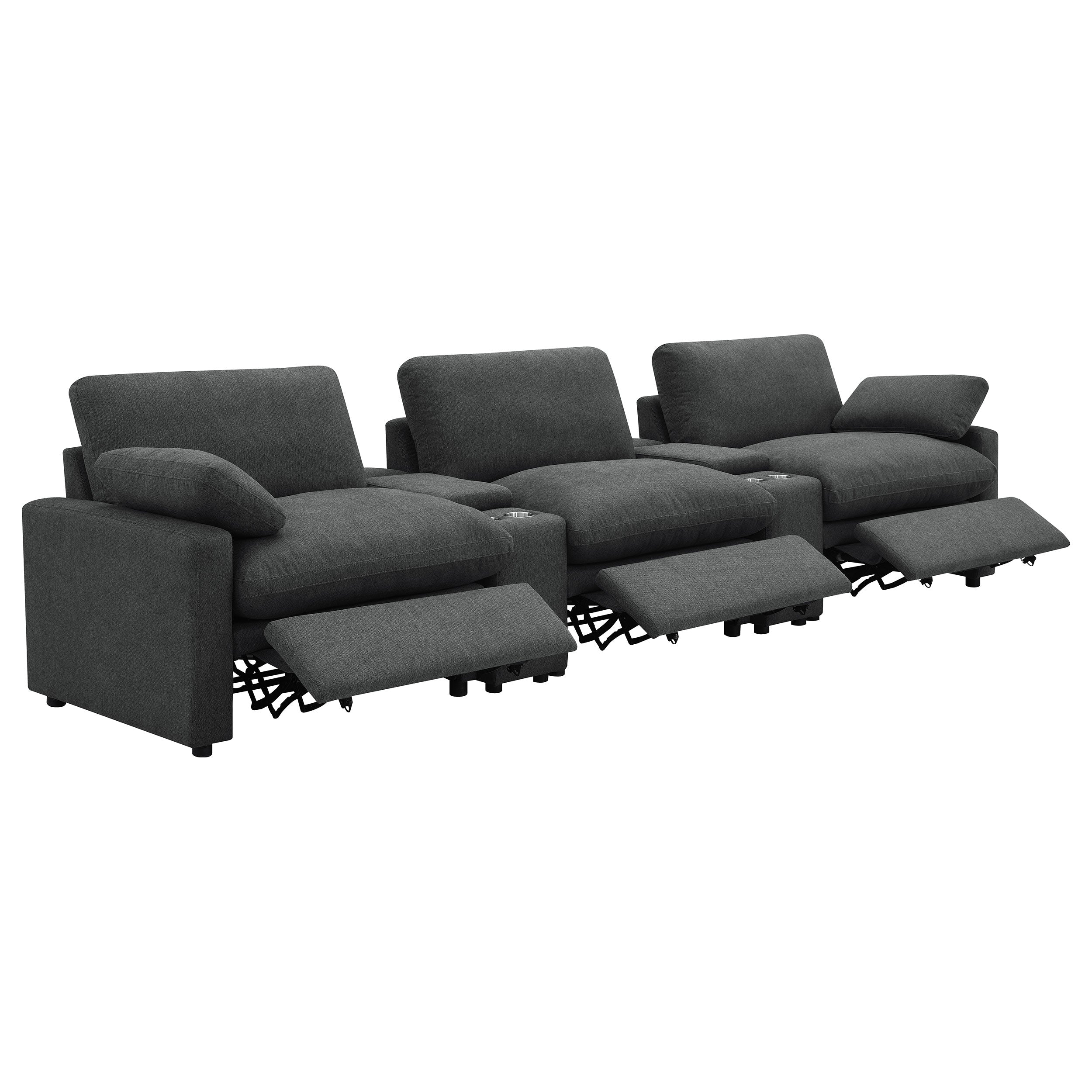 Collins 5-Piece Power Reclining Home Theater Seating Dark Grey — view 4