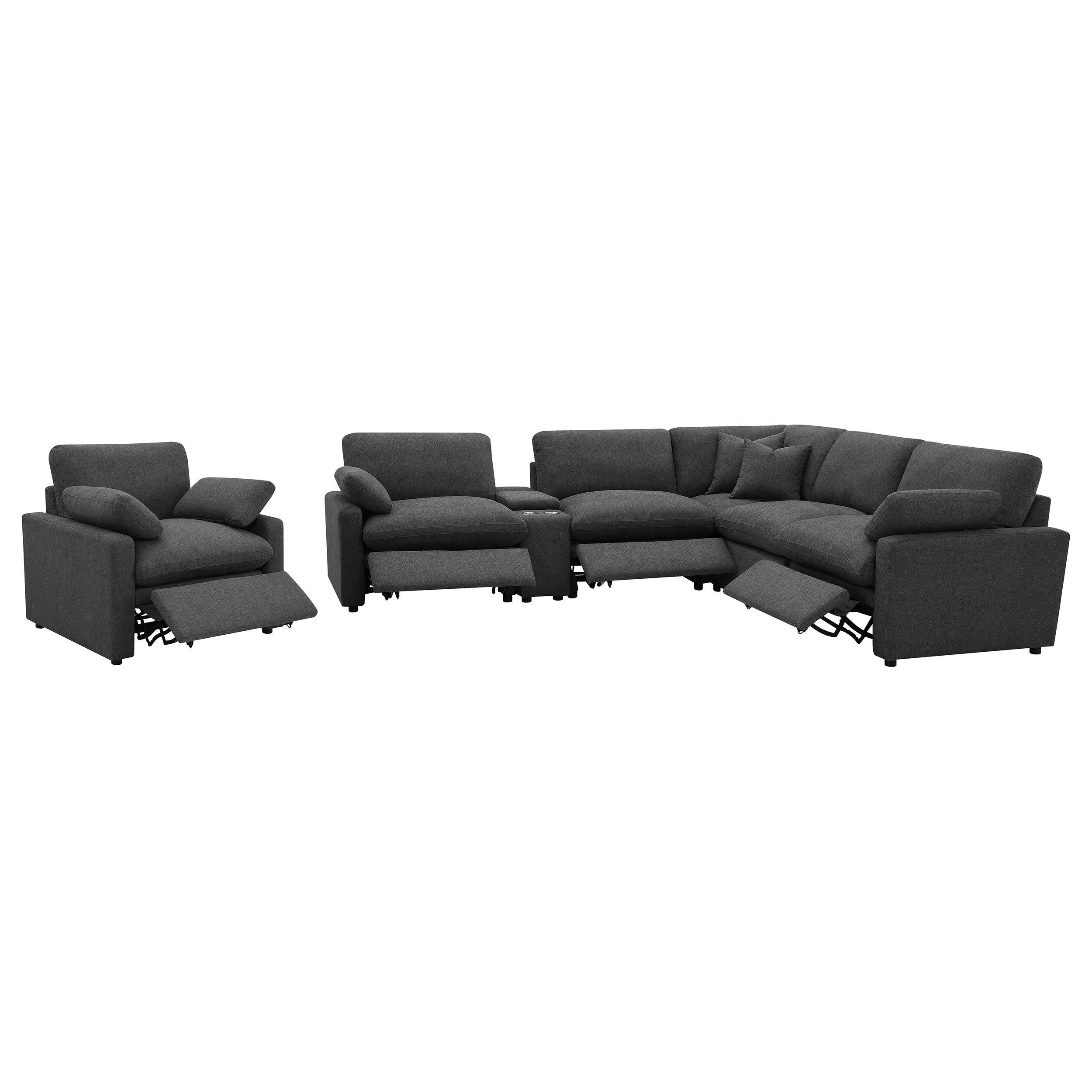 Collins Upholstered Power Recliner Chair Dark Grey — view 16
