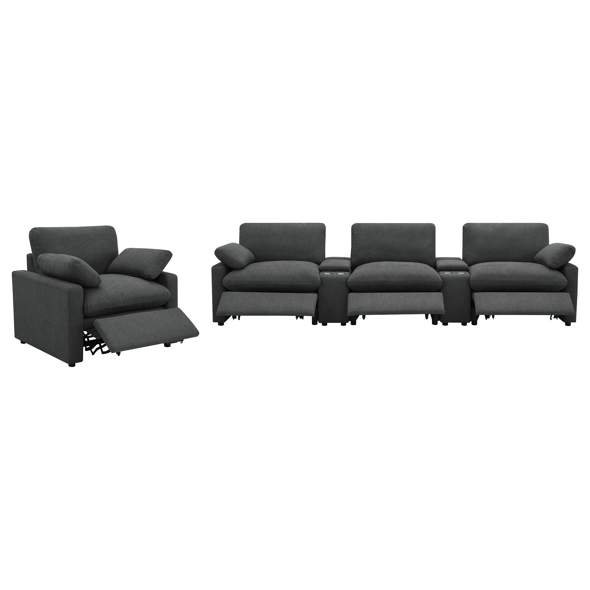 Collins Upholstered Power Recliner Chair Dark Grey — view 18