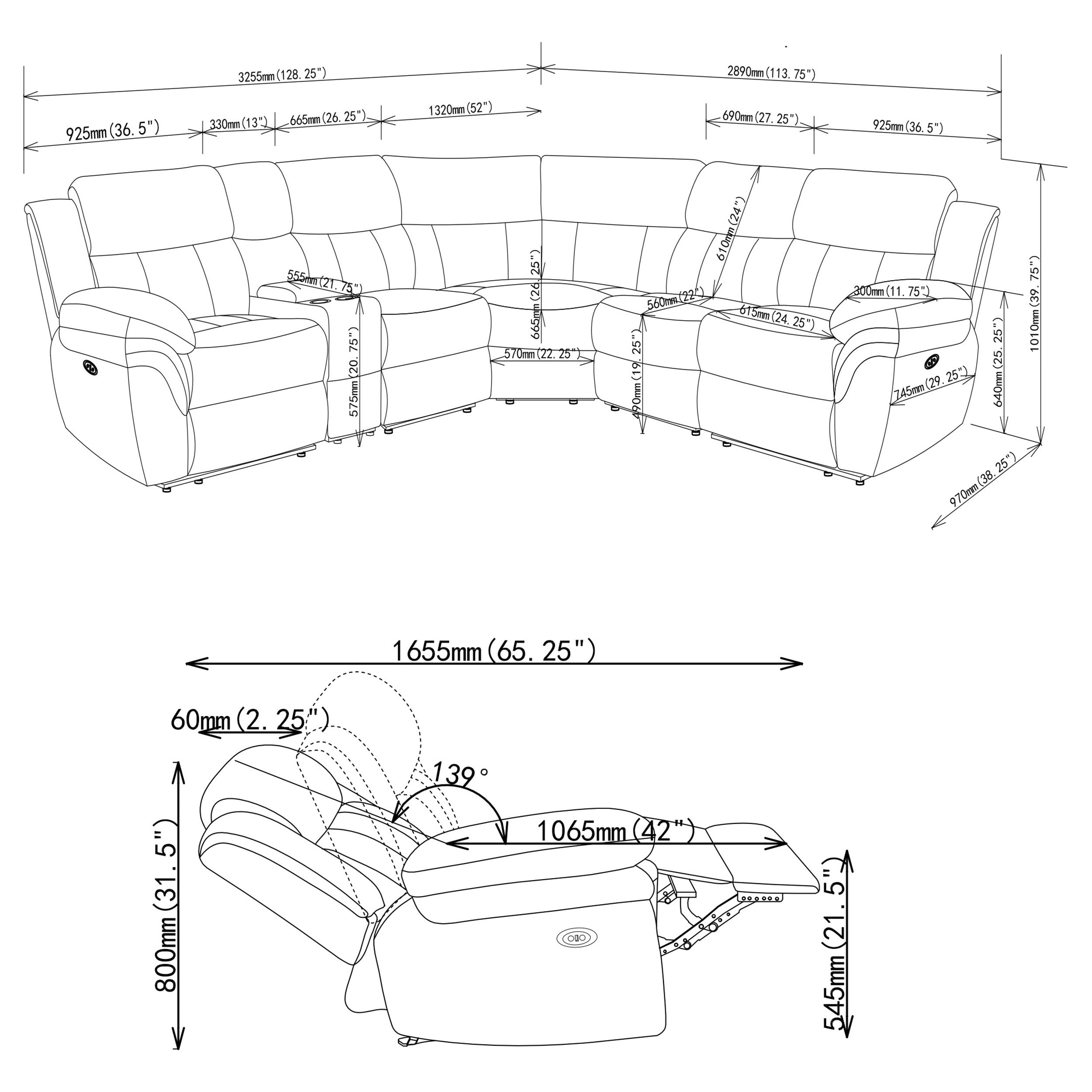 Bahrain 6-piece Modular Power Reclining Sectional Charcoal — view 13