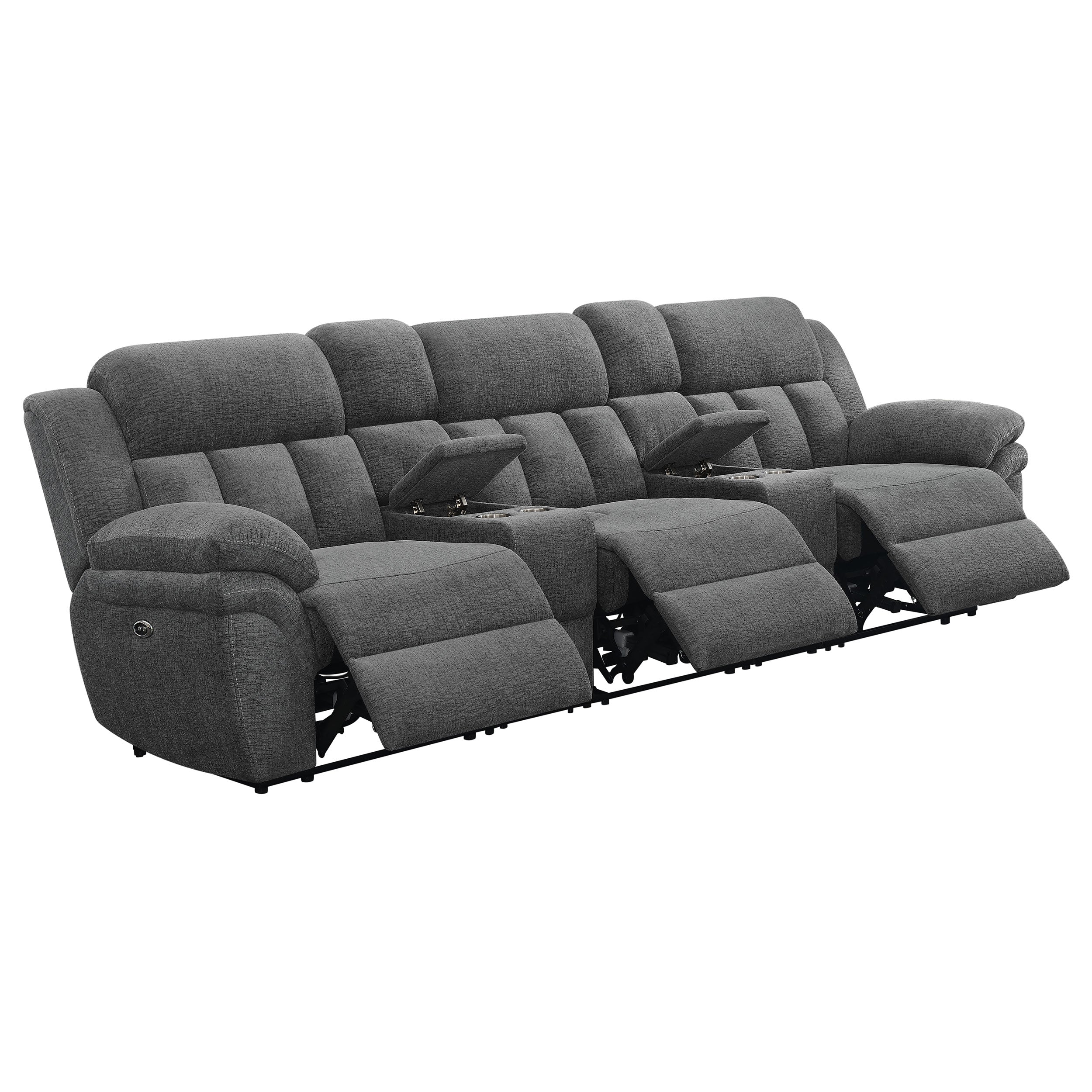 Bahrain 5-piece Power Home Theater Seating Charcoal — view 1