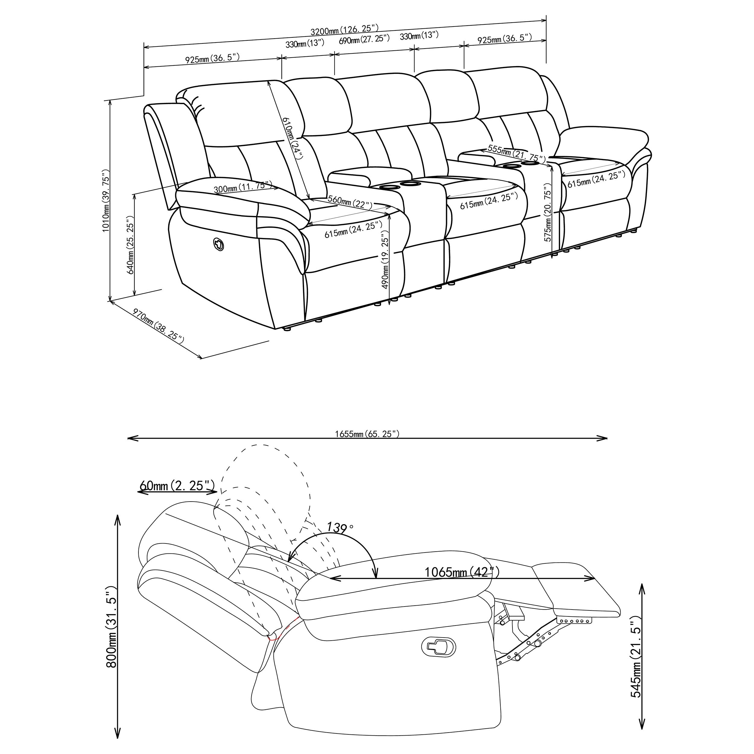 Bahrain 5-piece Upholstered Home Theater Seating Charcoal — view 20