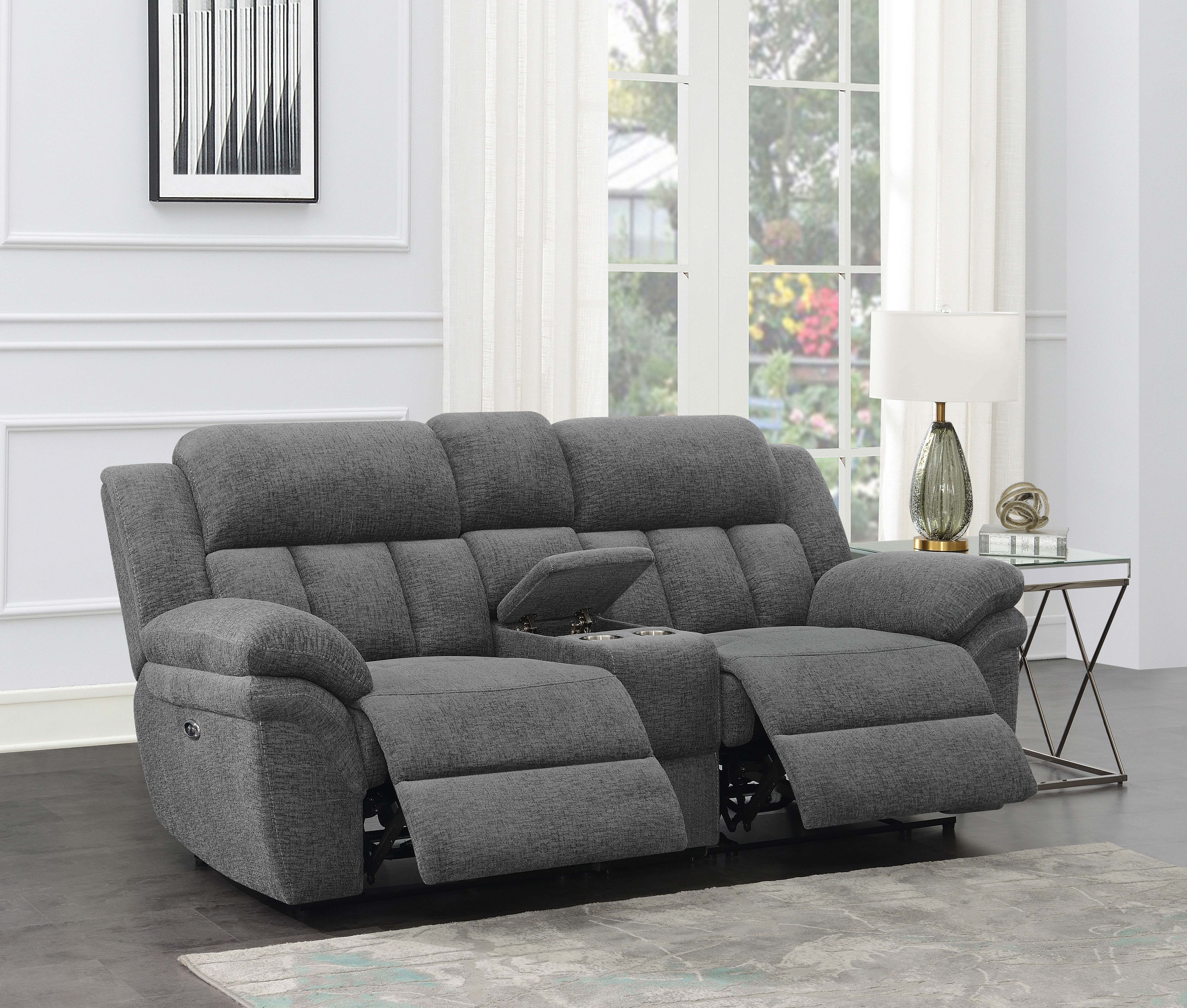 Bahrain Upholstered Power Loveseat Charcoal — view 3