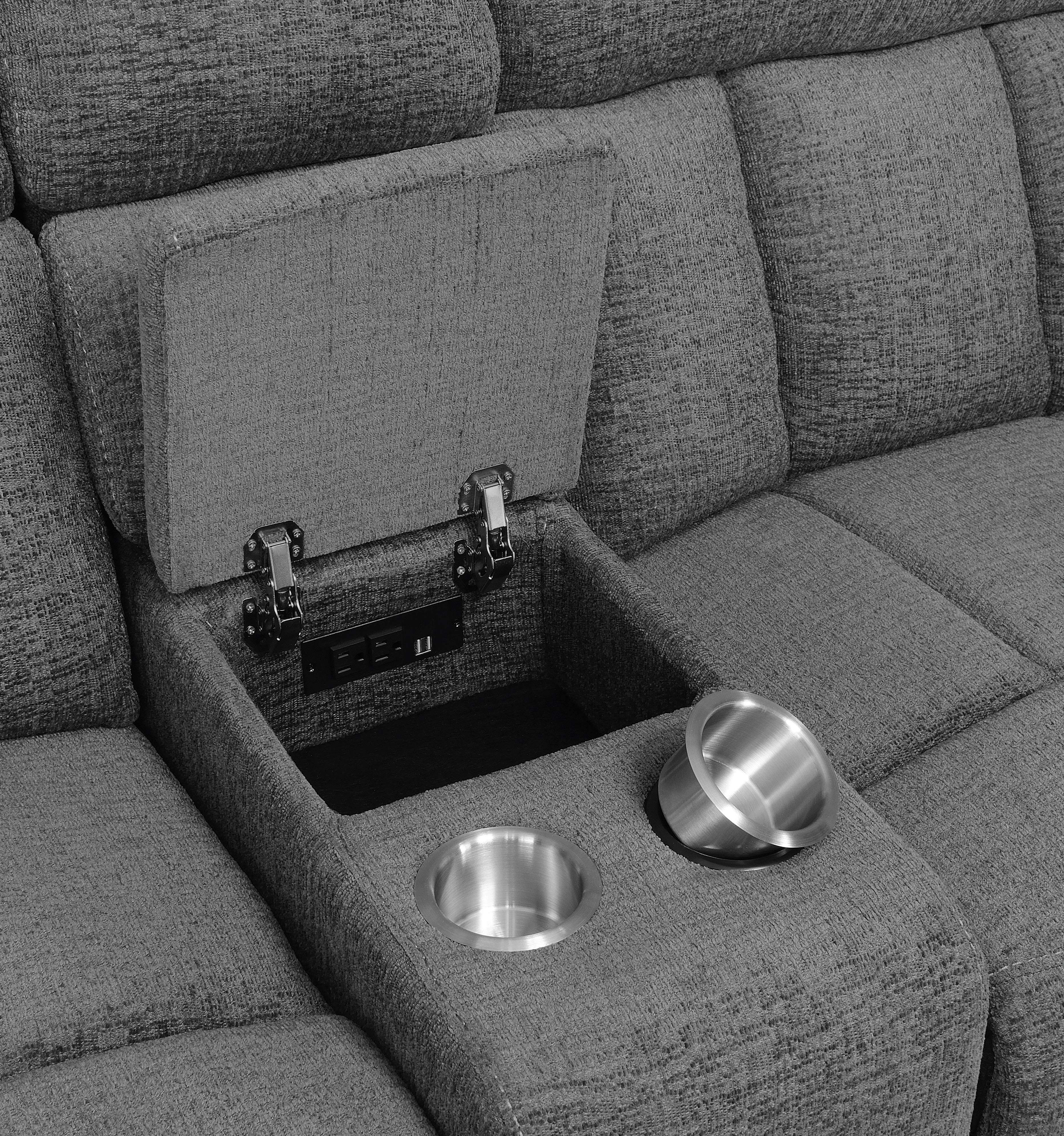 Bahrain Upholstered Power Loveseat Charcoal — view 6