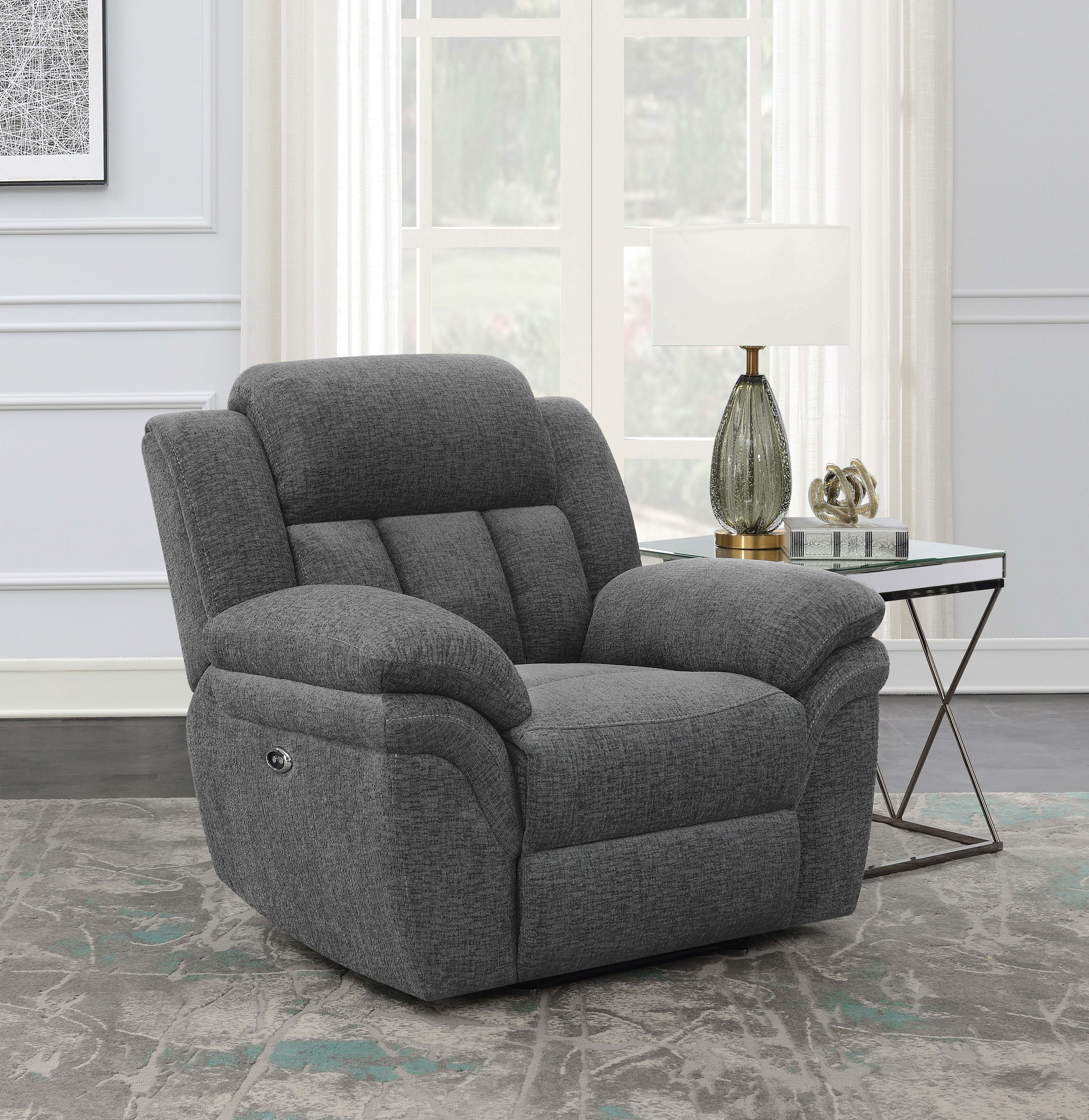 Bahrain Upholstered Power Glider Recliner Charcoal — view 2
