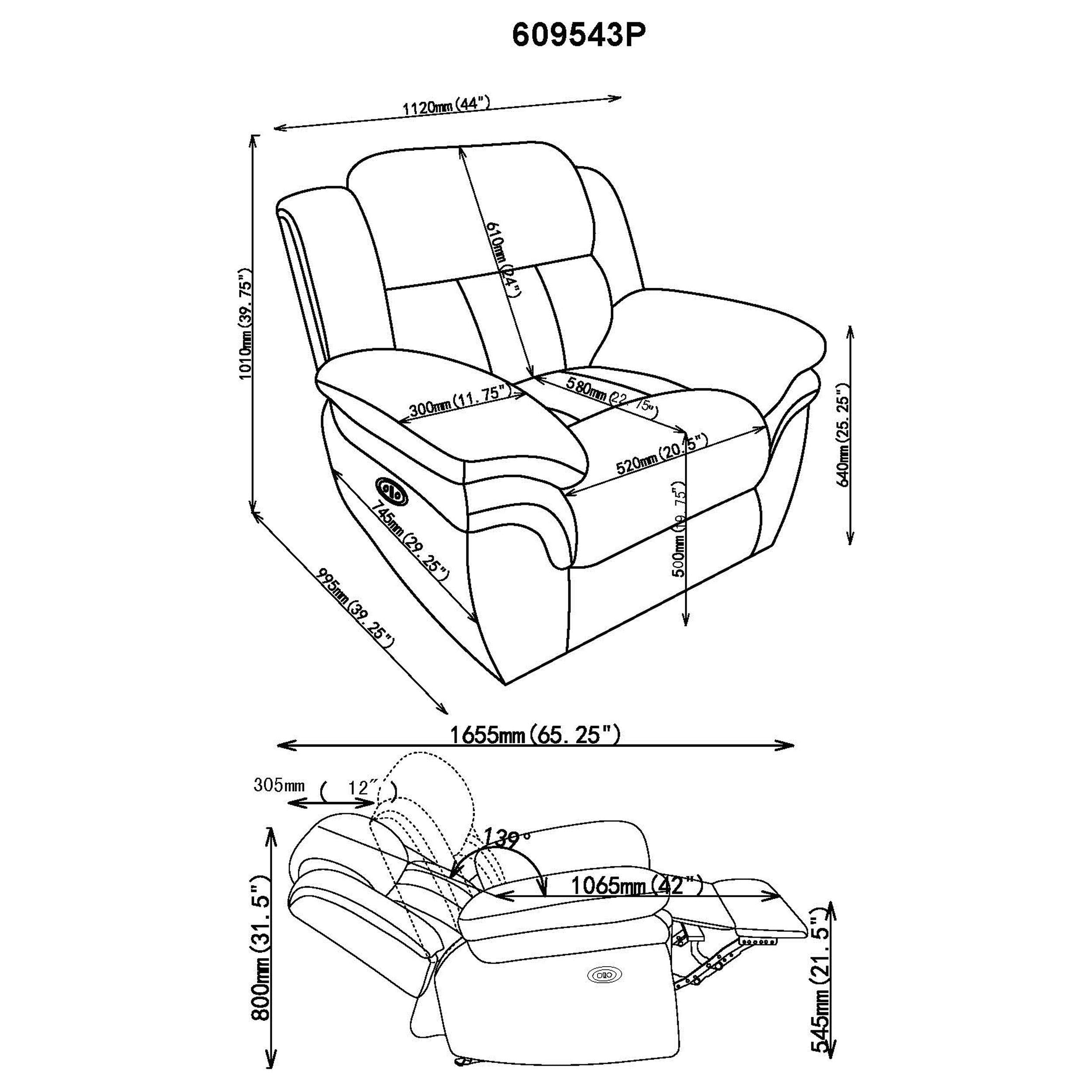 Bahrain Upholstered Power Glider Recliner Charcoal — view 14