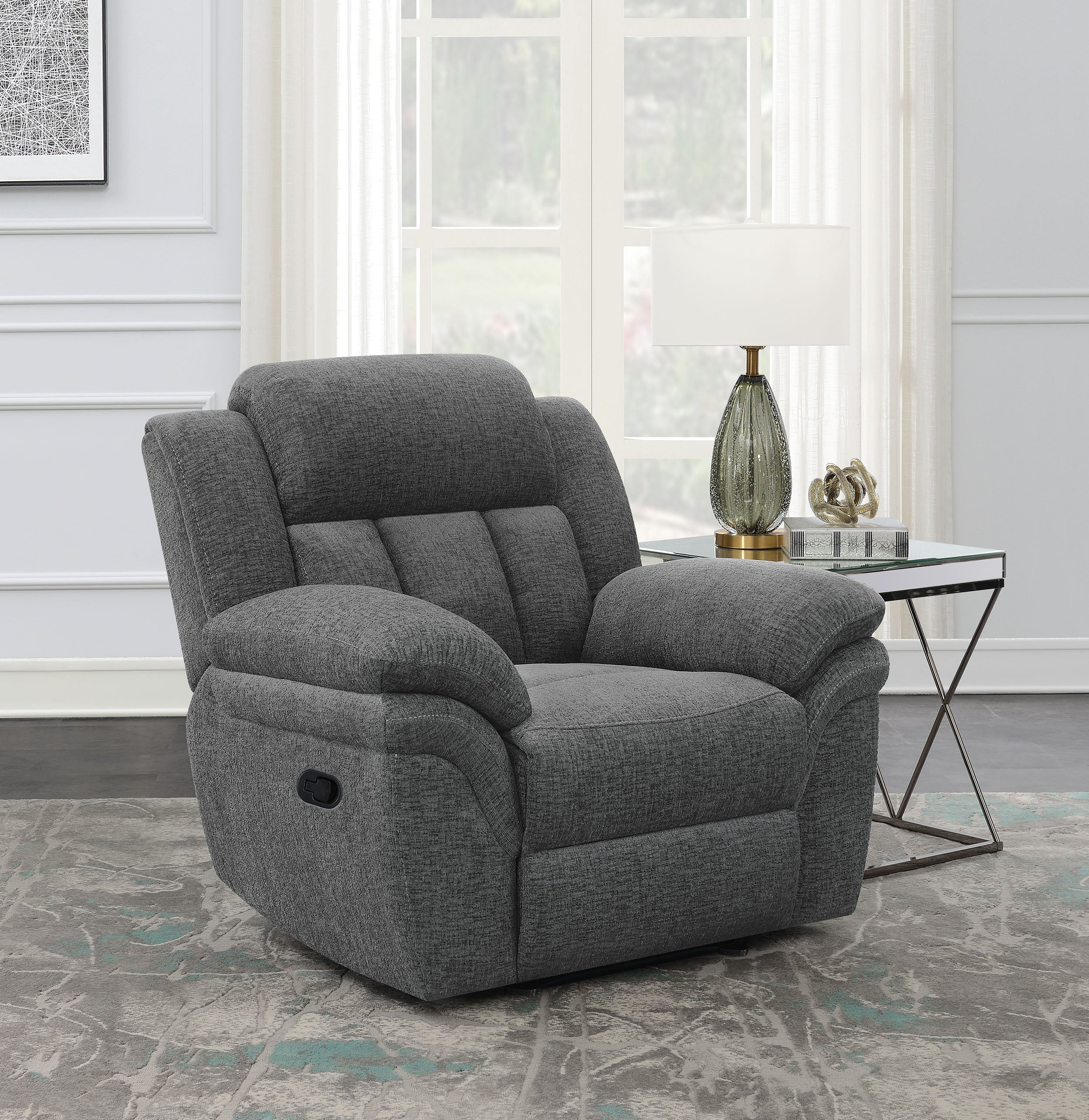 Bahrain Upholstered Glider Recliner Charcoal — view 2