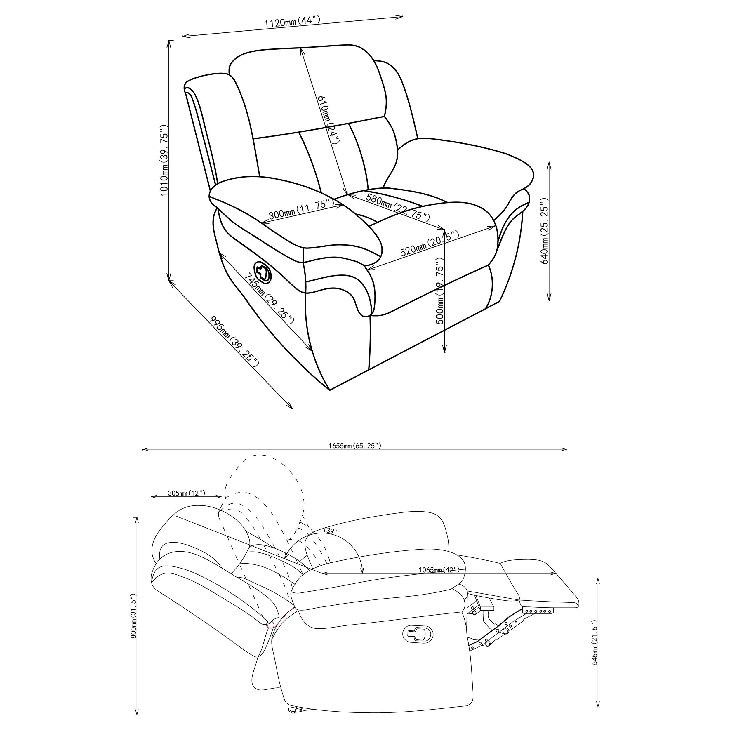 Bahrain Upholstered Glider Recliner Charcoal — view 13