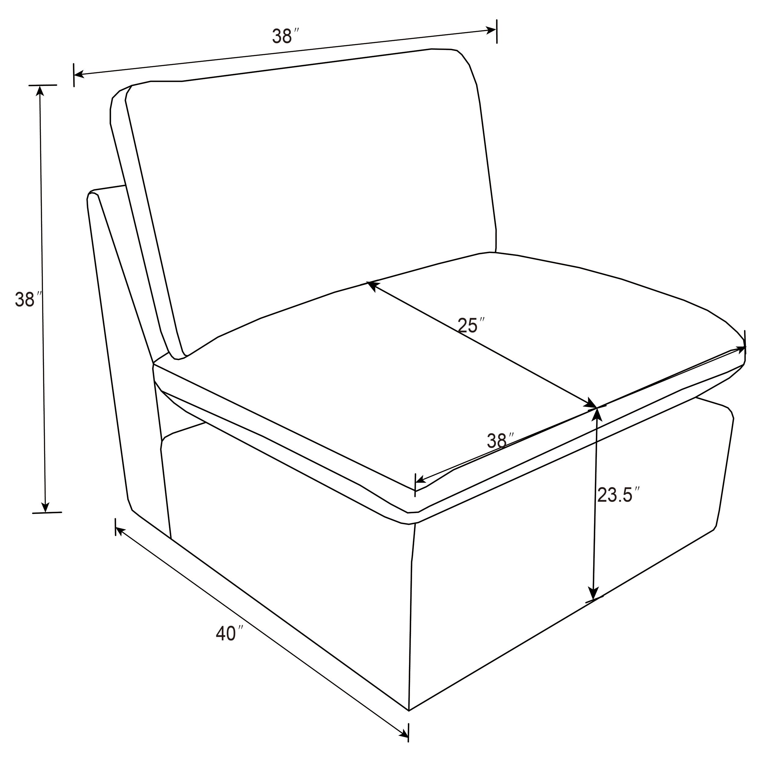 Collins Modular Armless Chair Grey — view 10