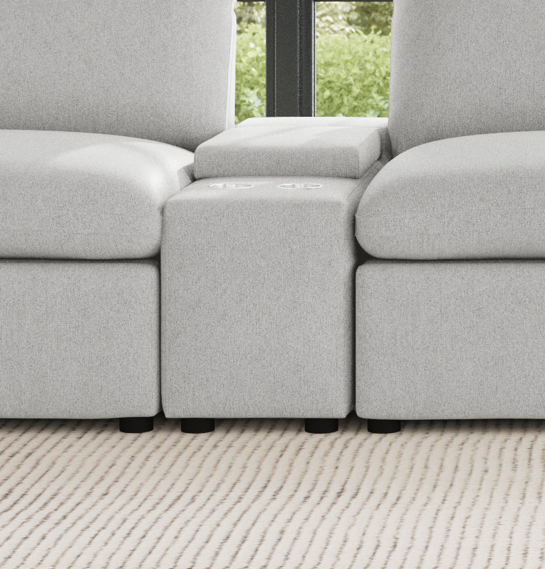 Collins Upholstered Modular Storage Console Grey — view 2