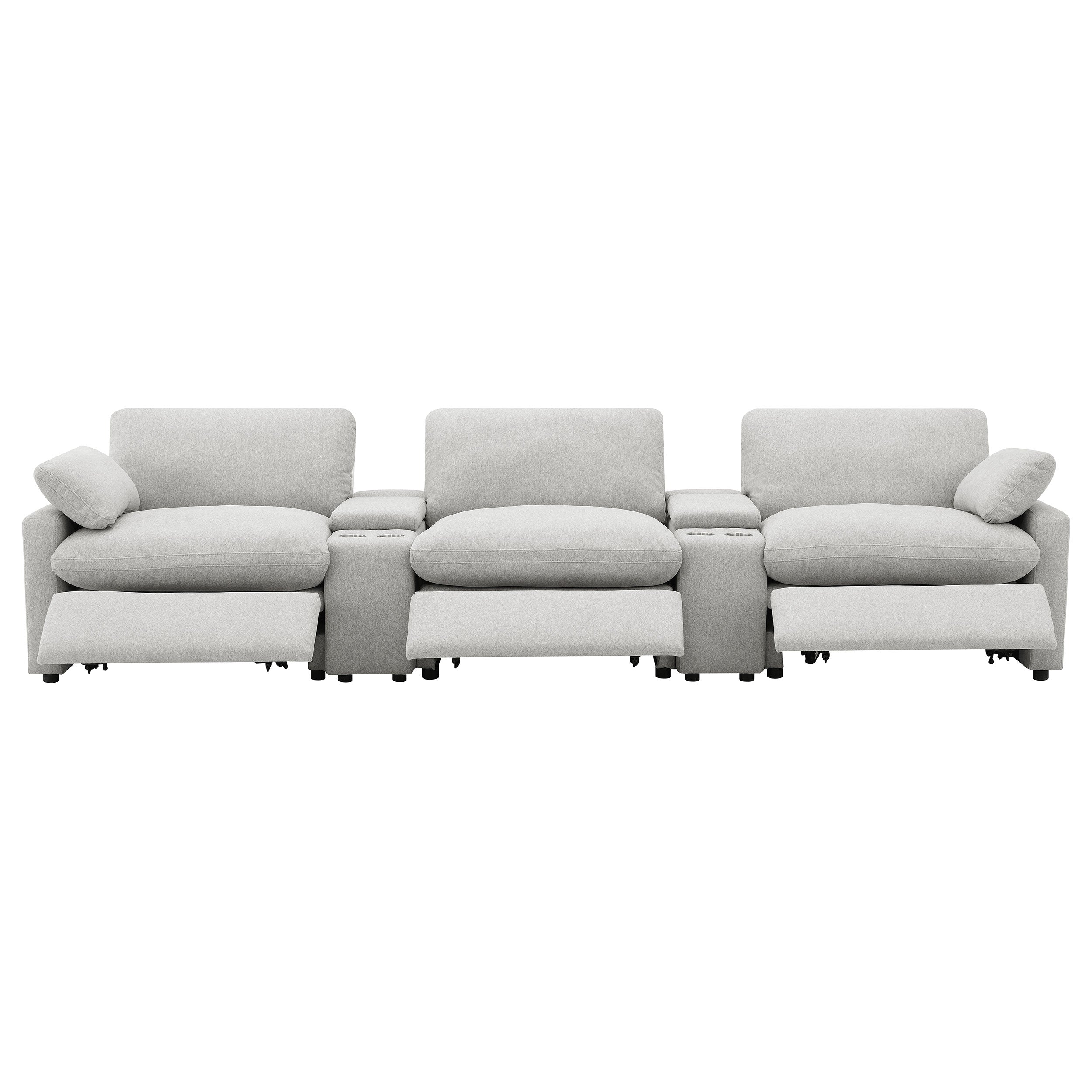 Collins 5-Piece Power Reclining Home Theater Seating Grey — view 6