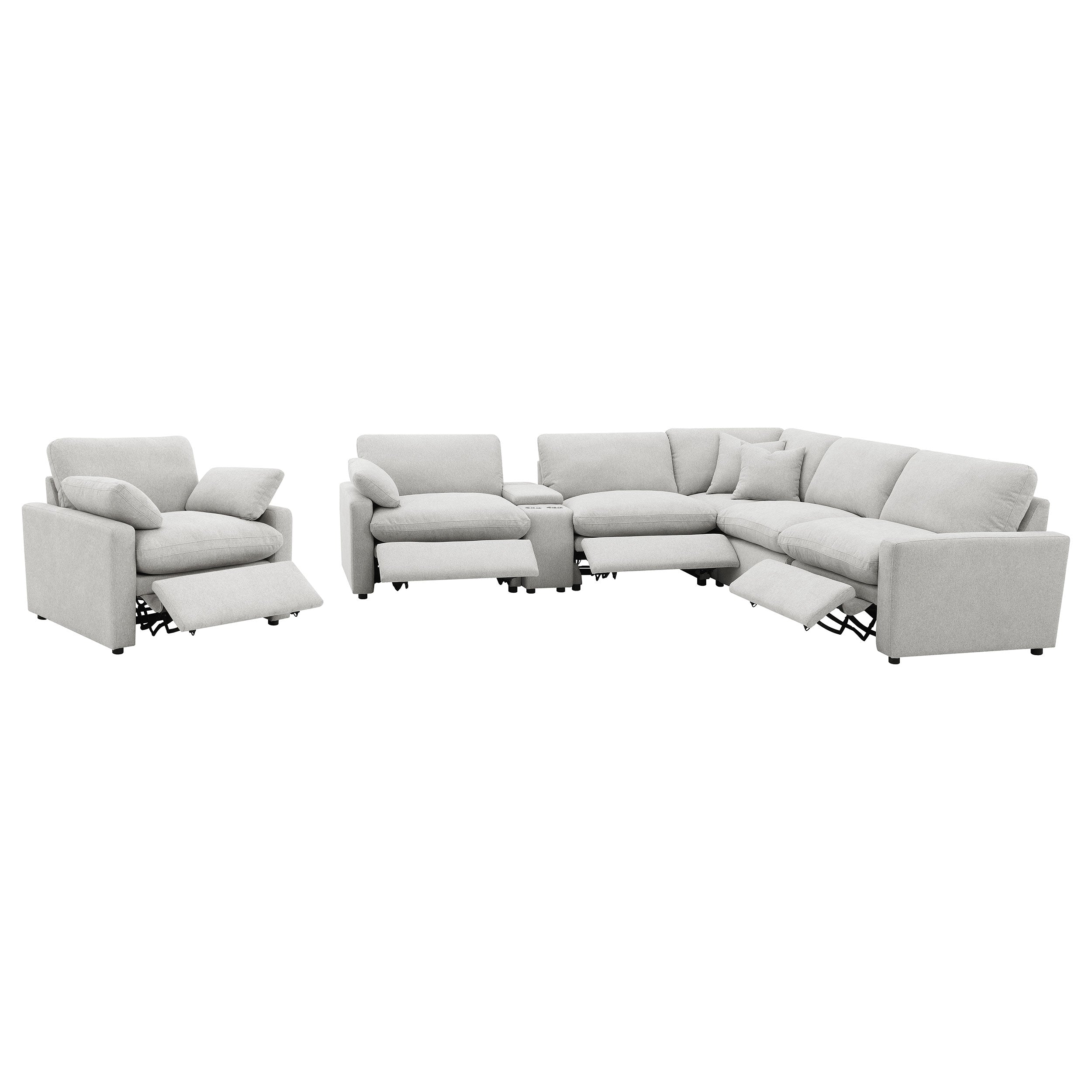 Collins Upholstered Power Recliner Chair Grey — view 14