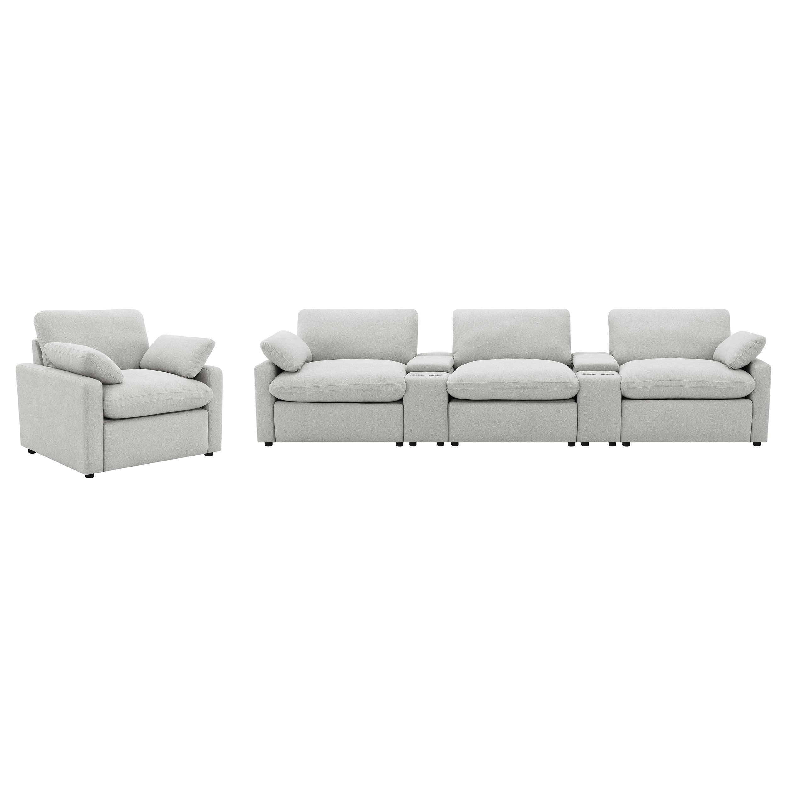 Collins Upholstered Power Recliner Chair Grey — view 15