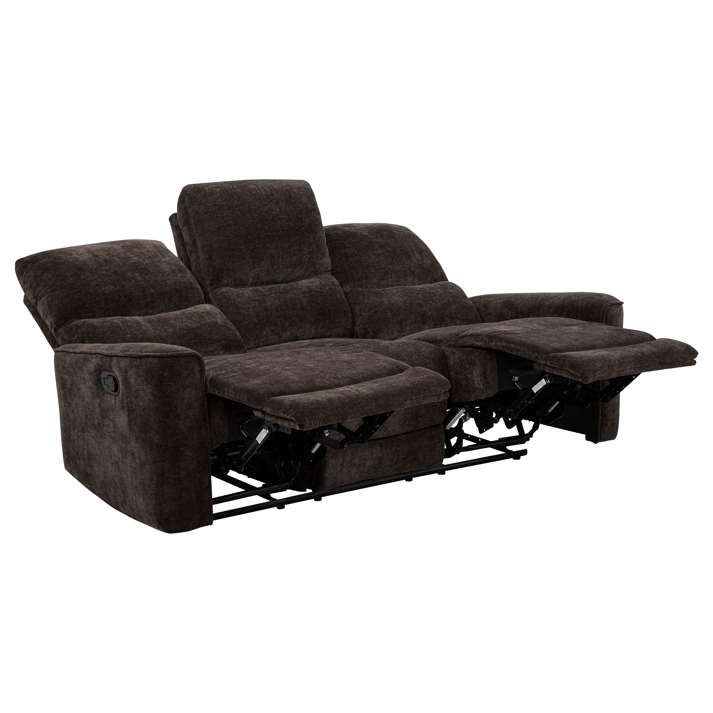 Navarro Chenille Upholstered Reclining Sofa Dark Brown — view 5