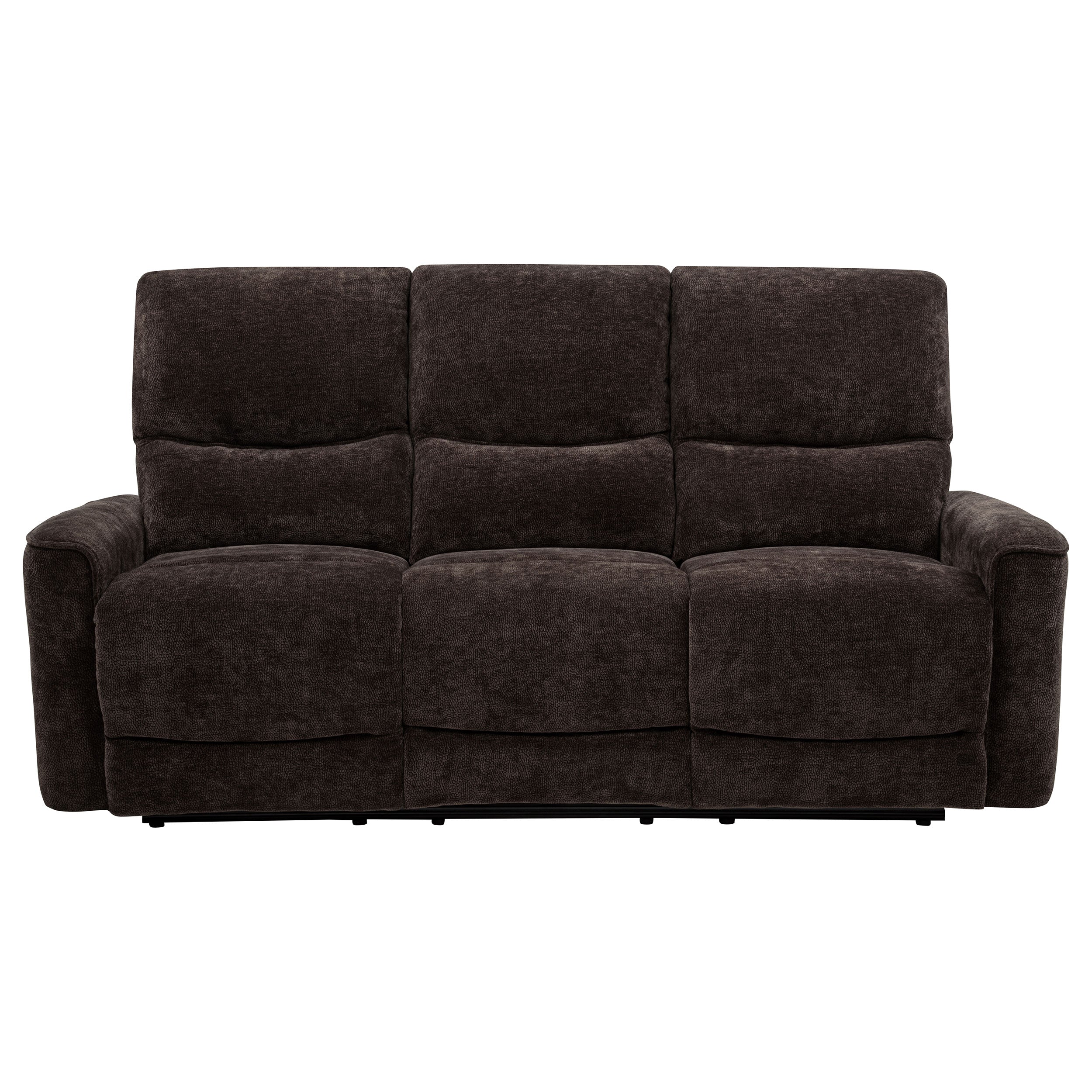 Navarro Chenille Upholstered Reclining Sofa Dark Brown — view 6