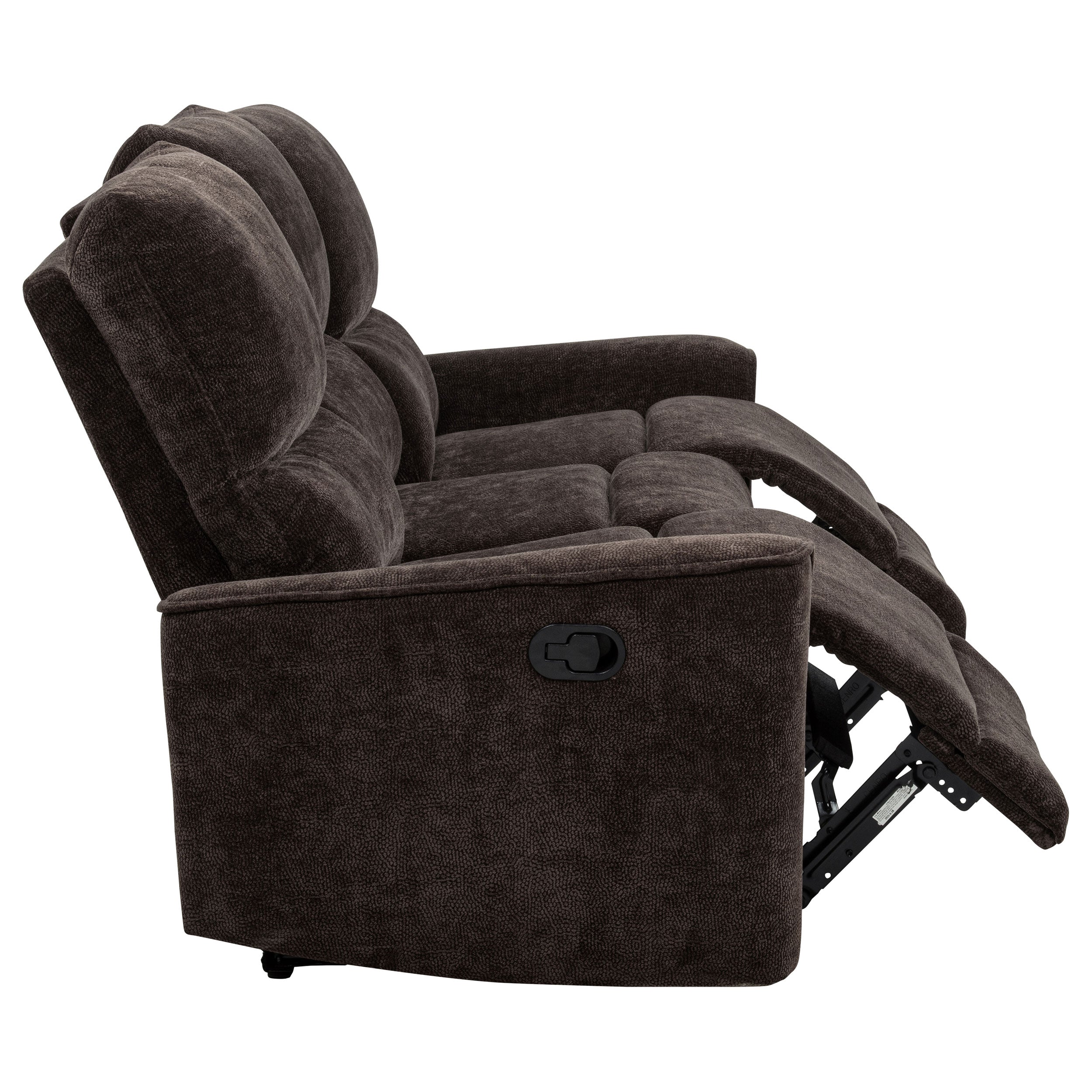 Navarro Chenille Upholstered Reclining Sofa Dark Brown — view 10