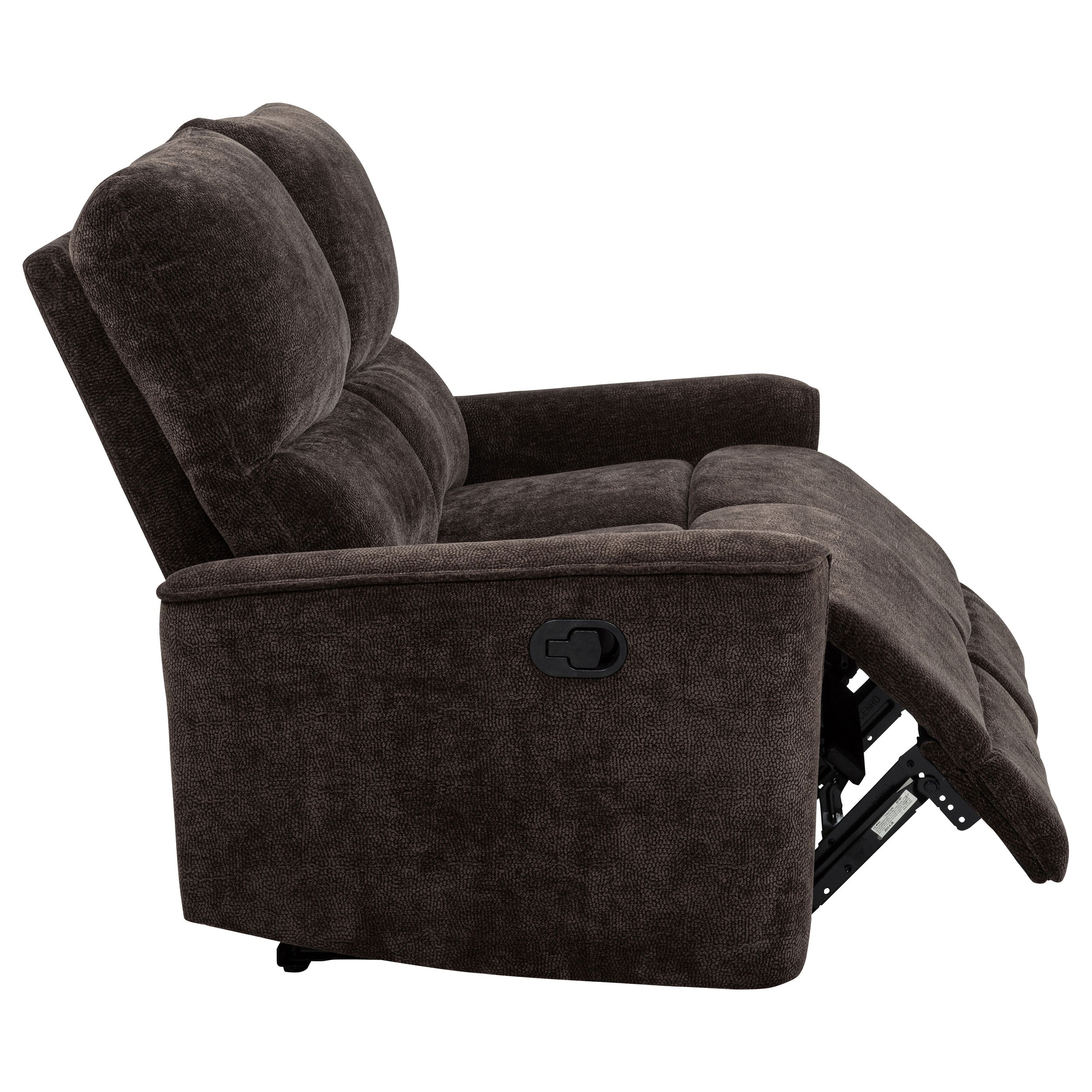 Navarro Chenille Upholstered Reclining Loveseat Dark Brown — view 10